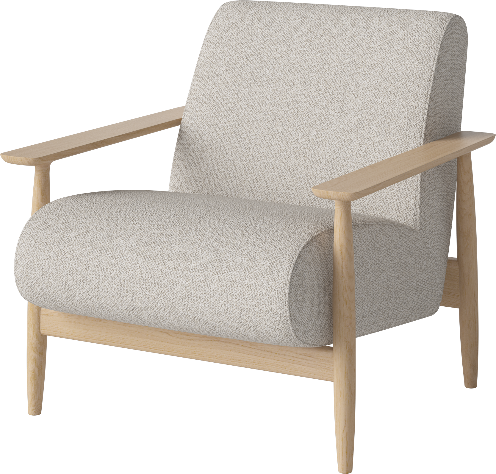 Upholstered armchair Visti base made of bleached oak wood