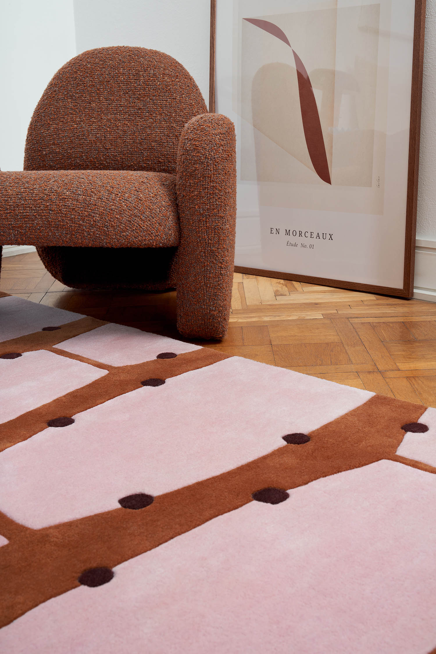 RIO Brick Red Rug with Pink and Black