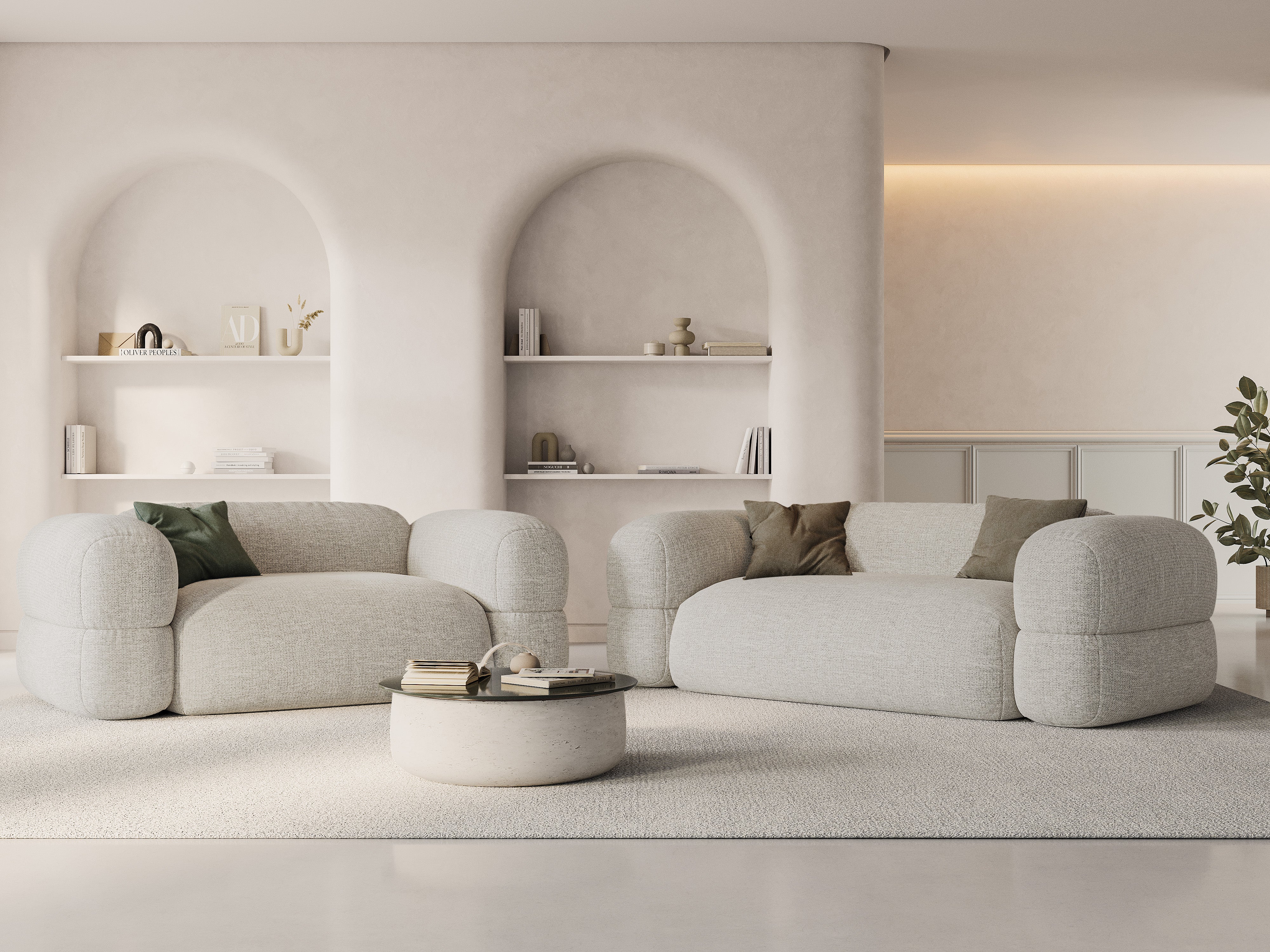 Sofa 2-Sitzer ROGER beige Chenille