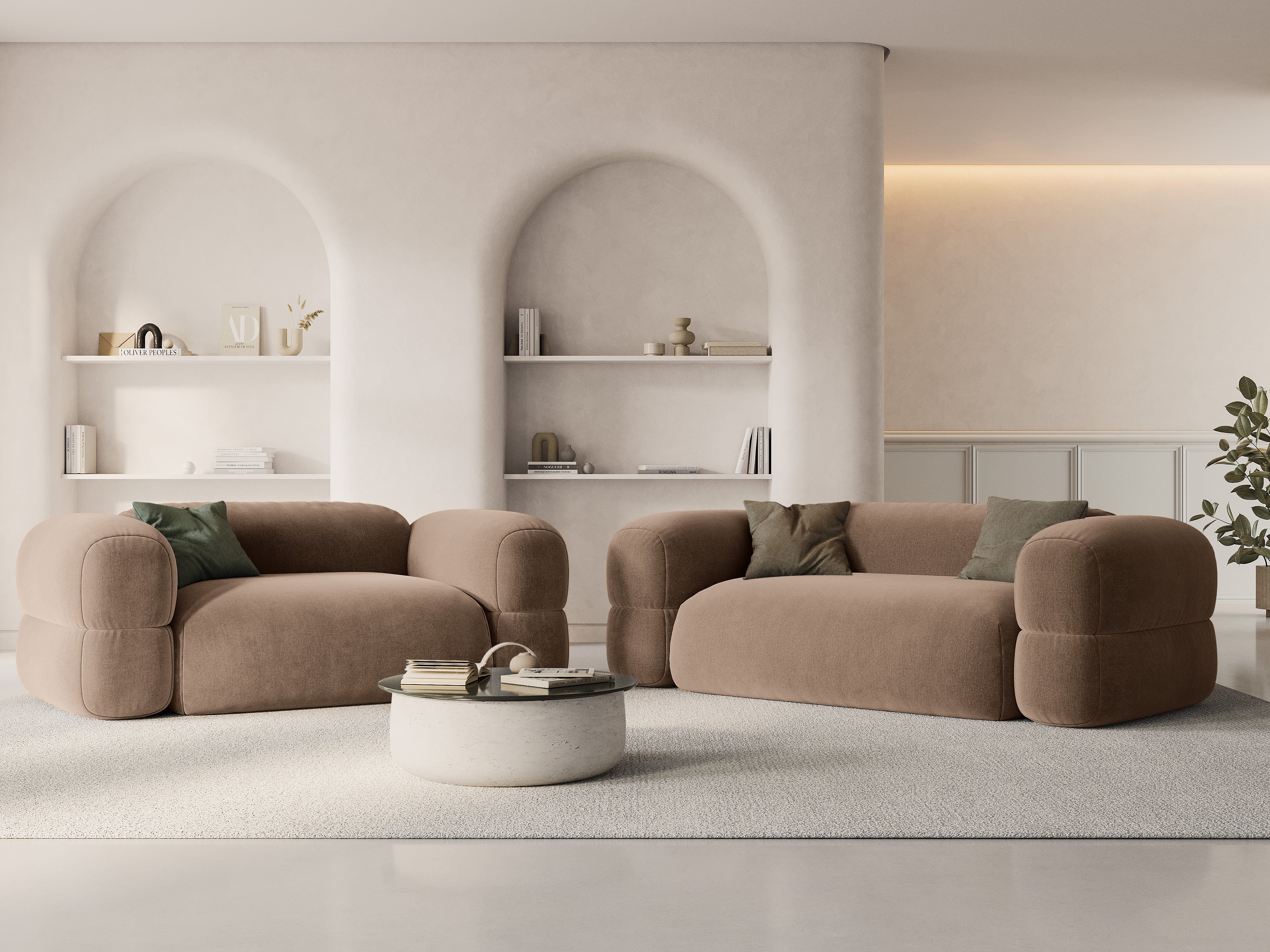 Sofa aus Samt 3-sitzig ROGER dunkelbeige