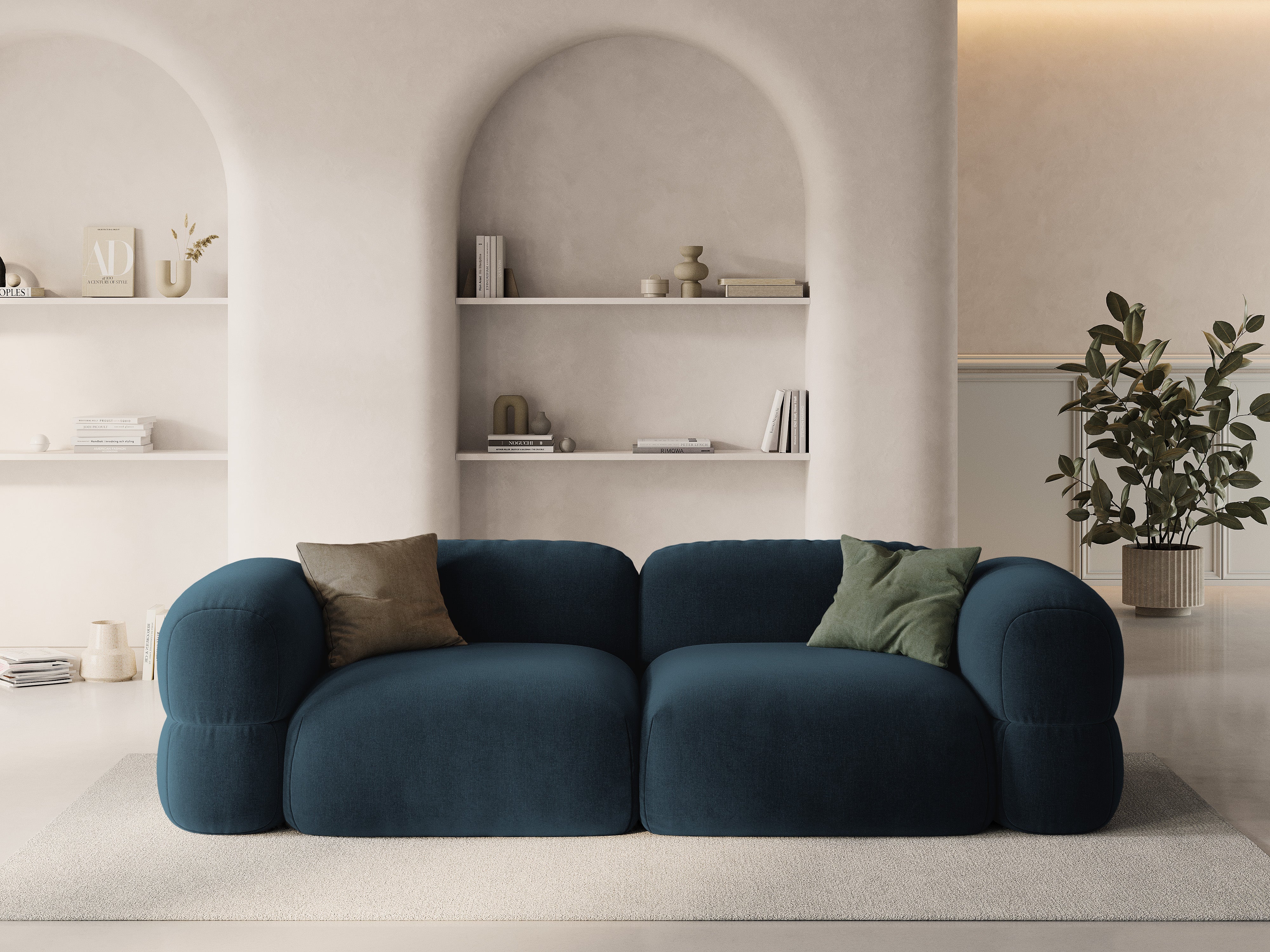 Sofa aus Samt für 4 Personen ROGER petrolblau