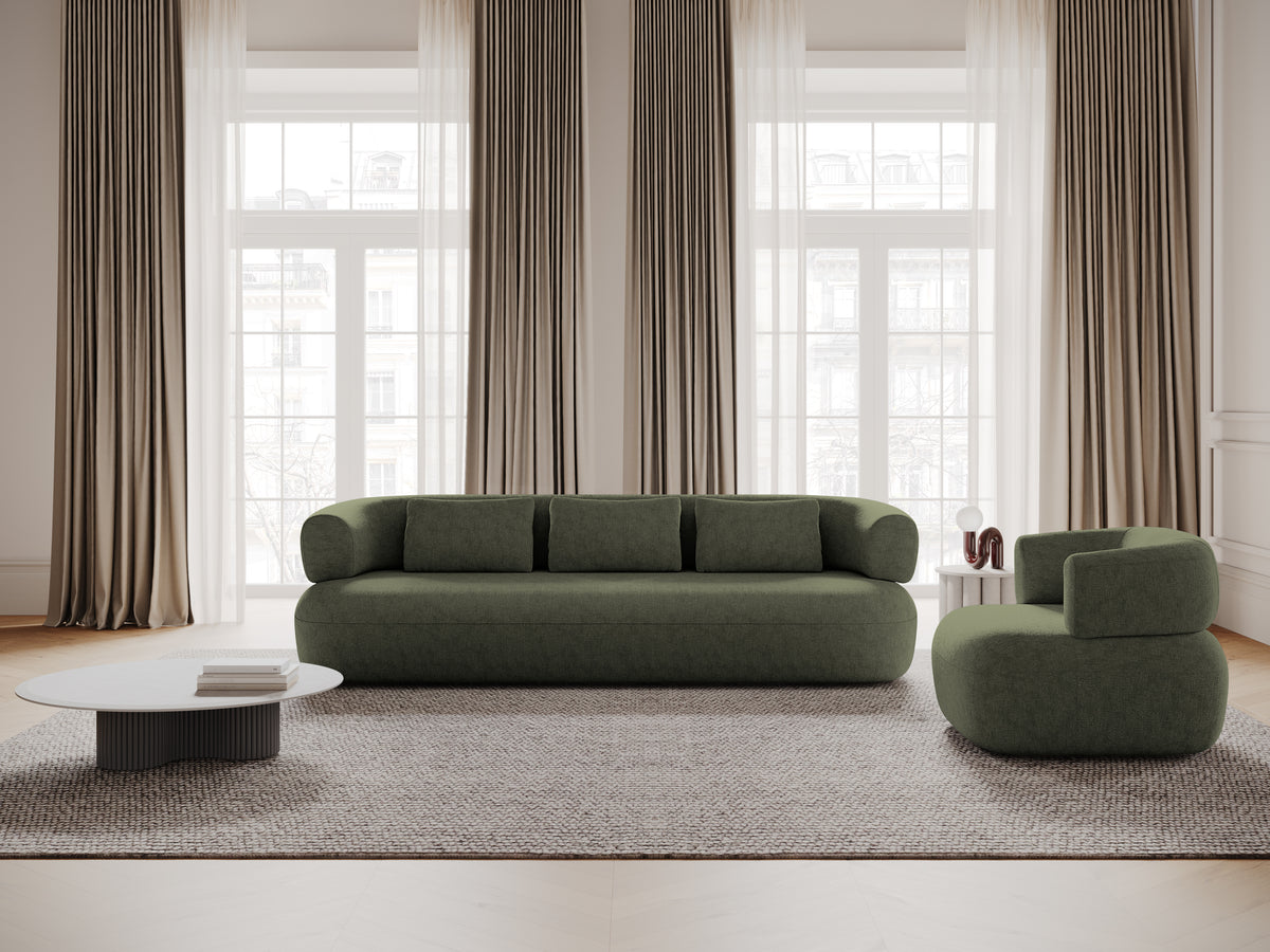 3-Seater Right-Hand Corner Sofa ALDRIN in Green Chenille