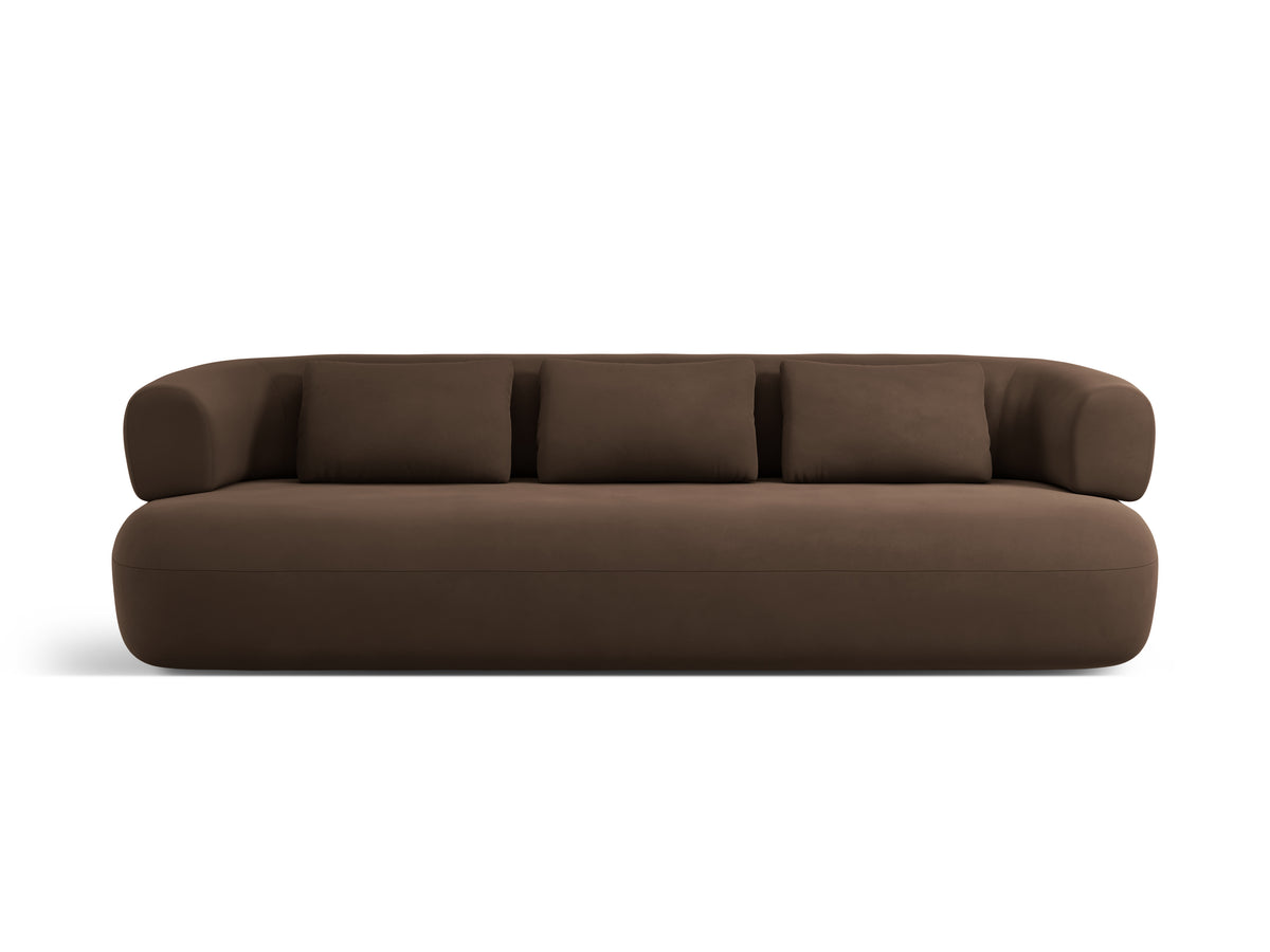 Chocolate velvet 4-seater sofa ALDRIN