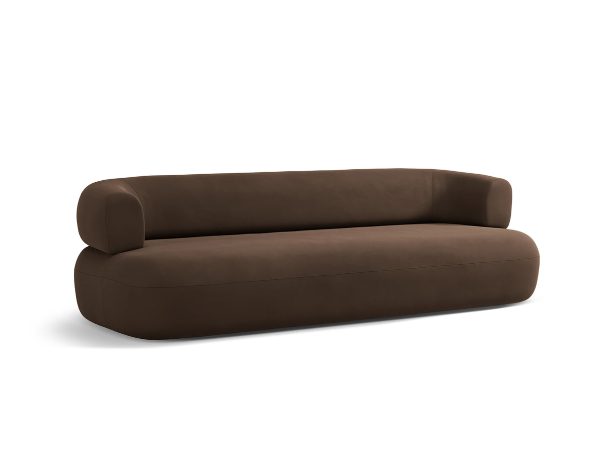 Chocolate velvet 4-seater sofa ALDRIN