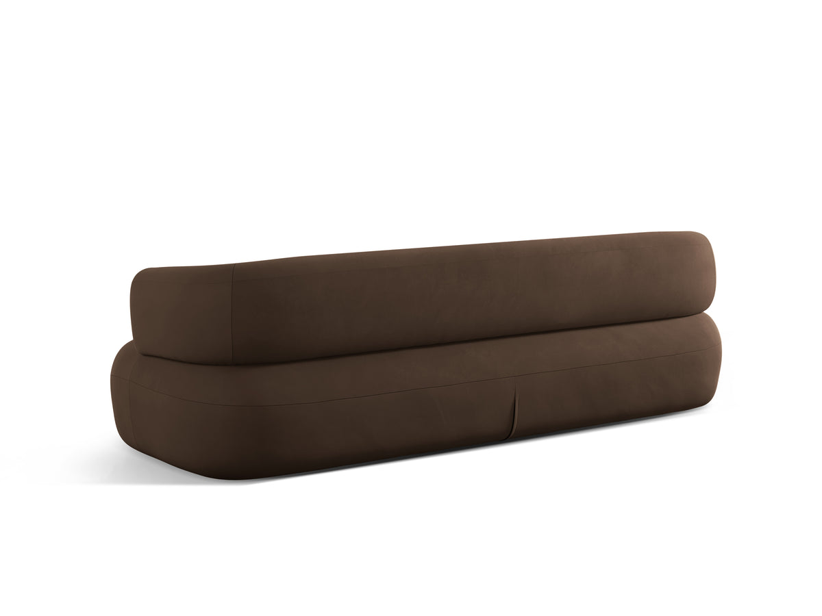 Chocolate velvet 4-seater sofa ALDRIN