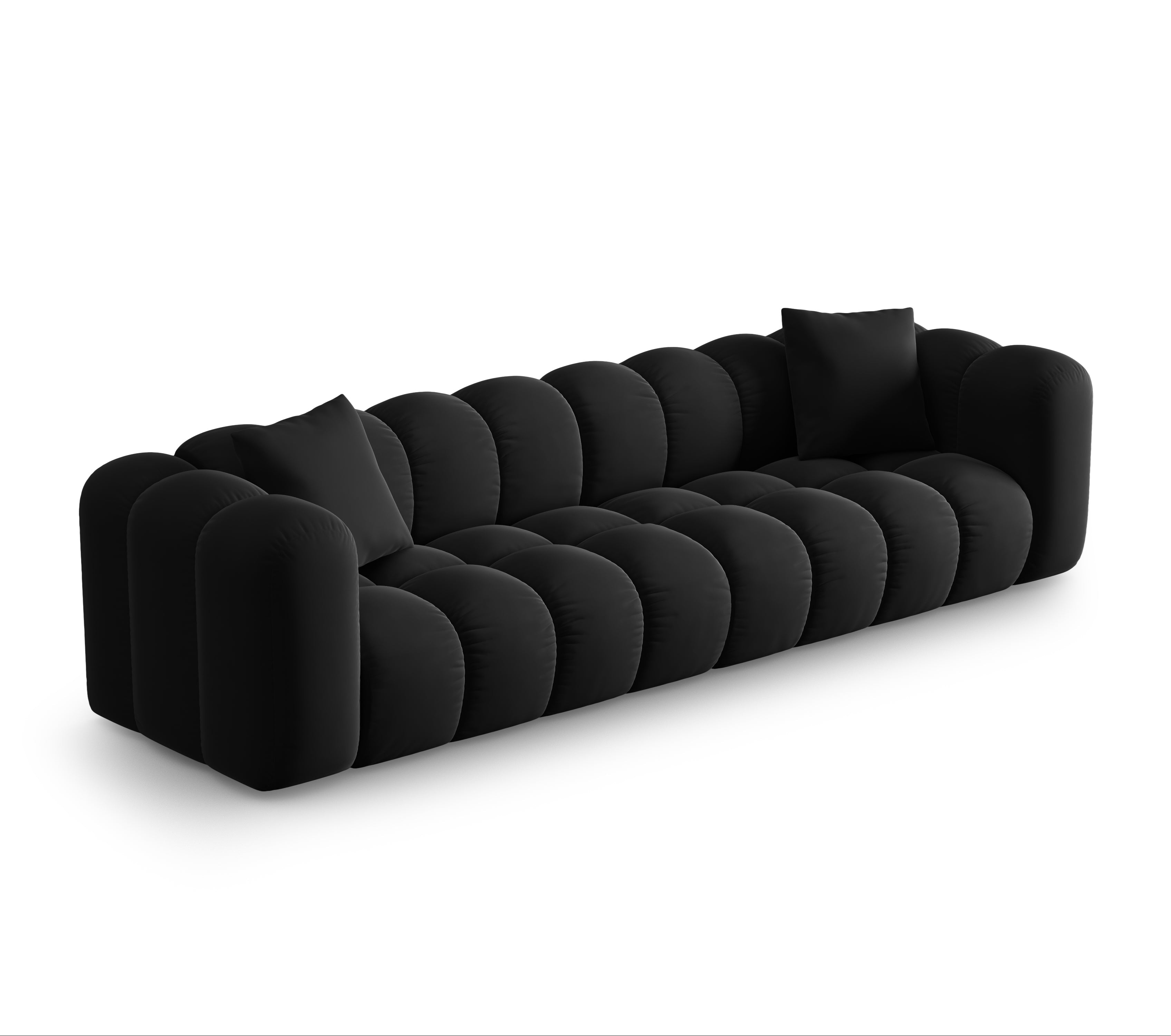 Velvet sofa 4-person black Halley