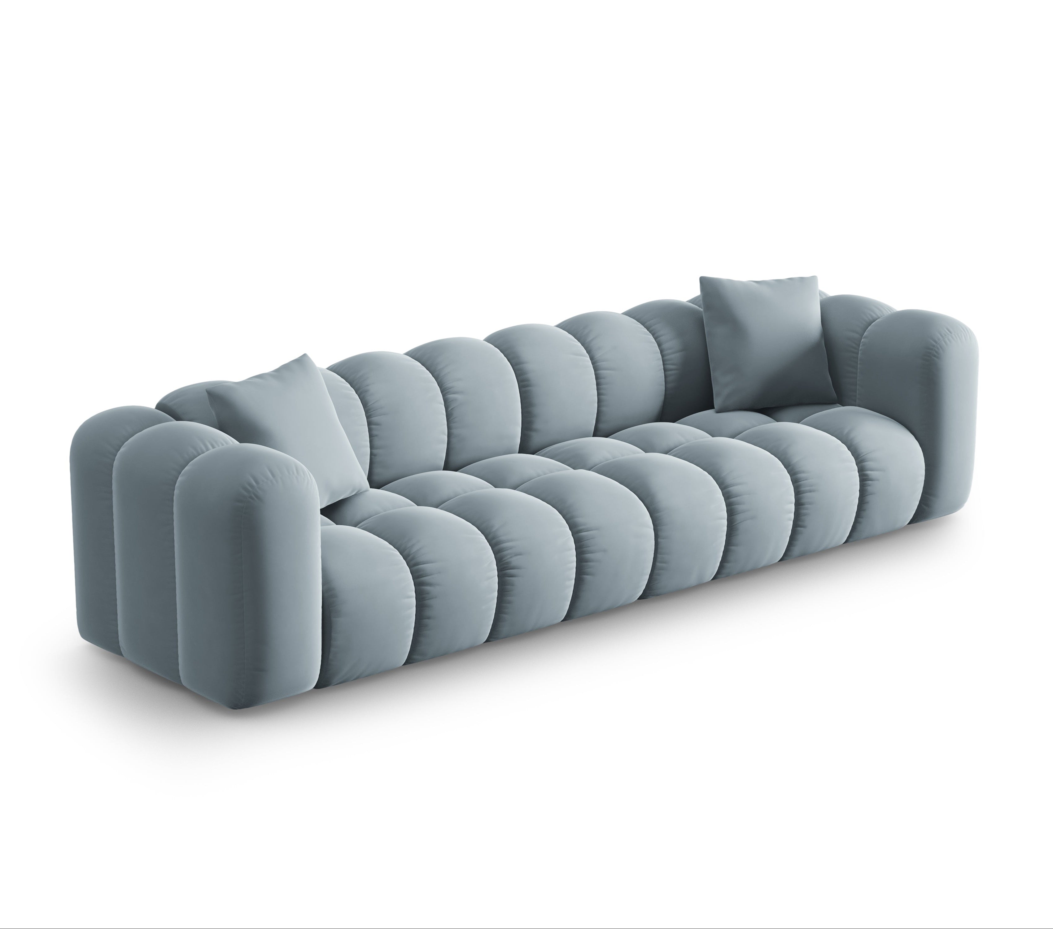 Velvet sofa of 4-seater Halley light blue