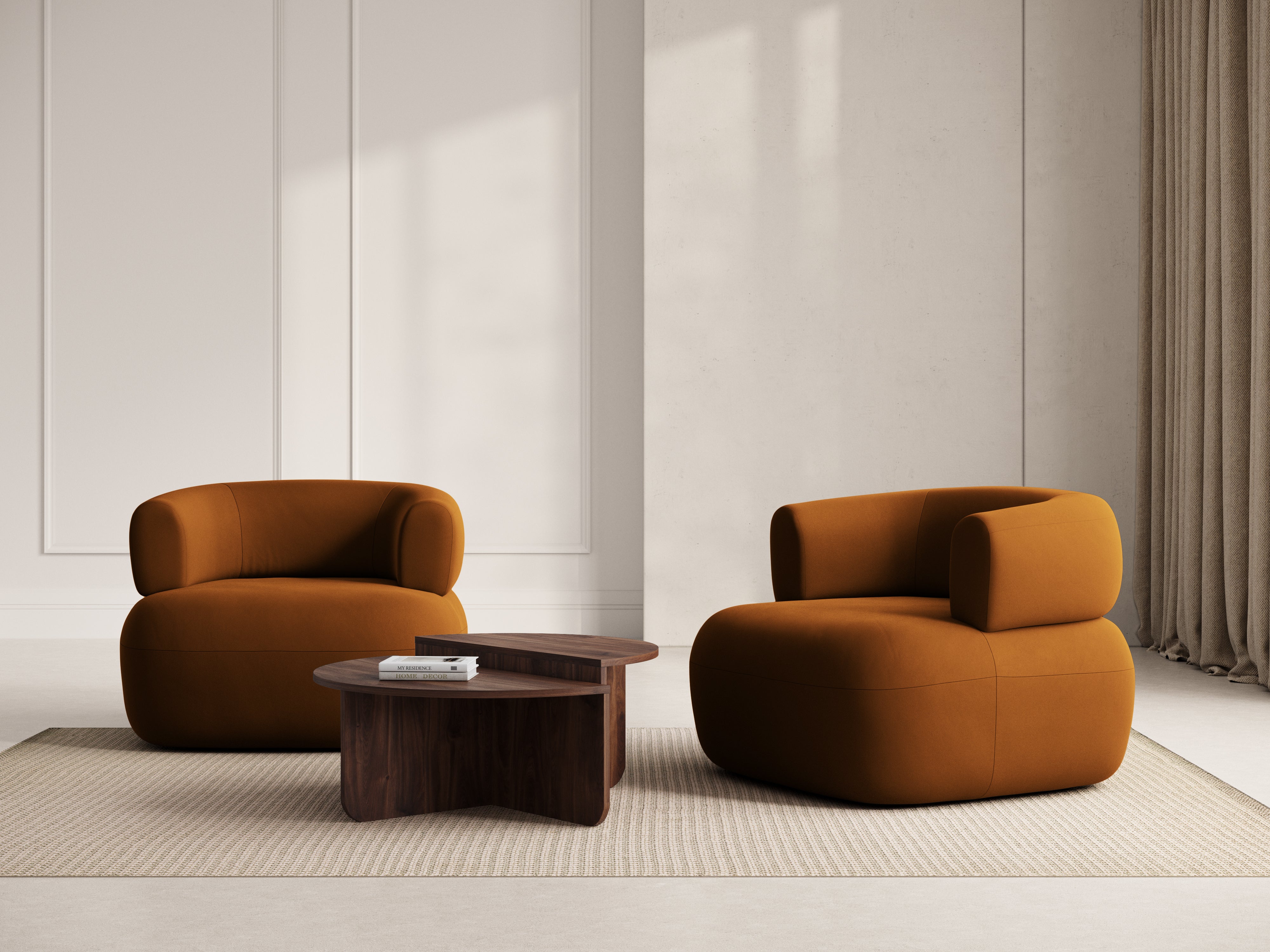 Velvet Armchair ALDRIN Brick