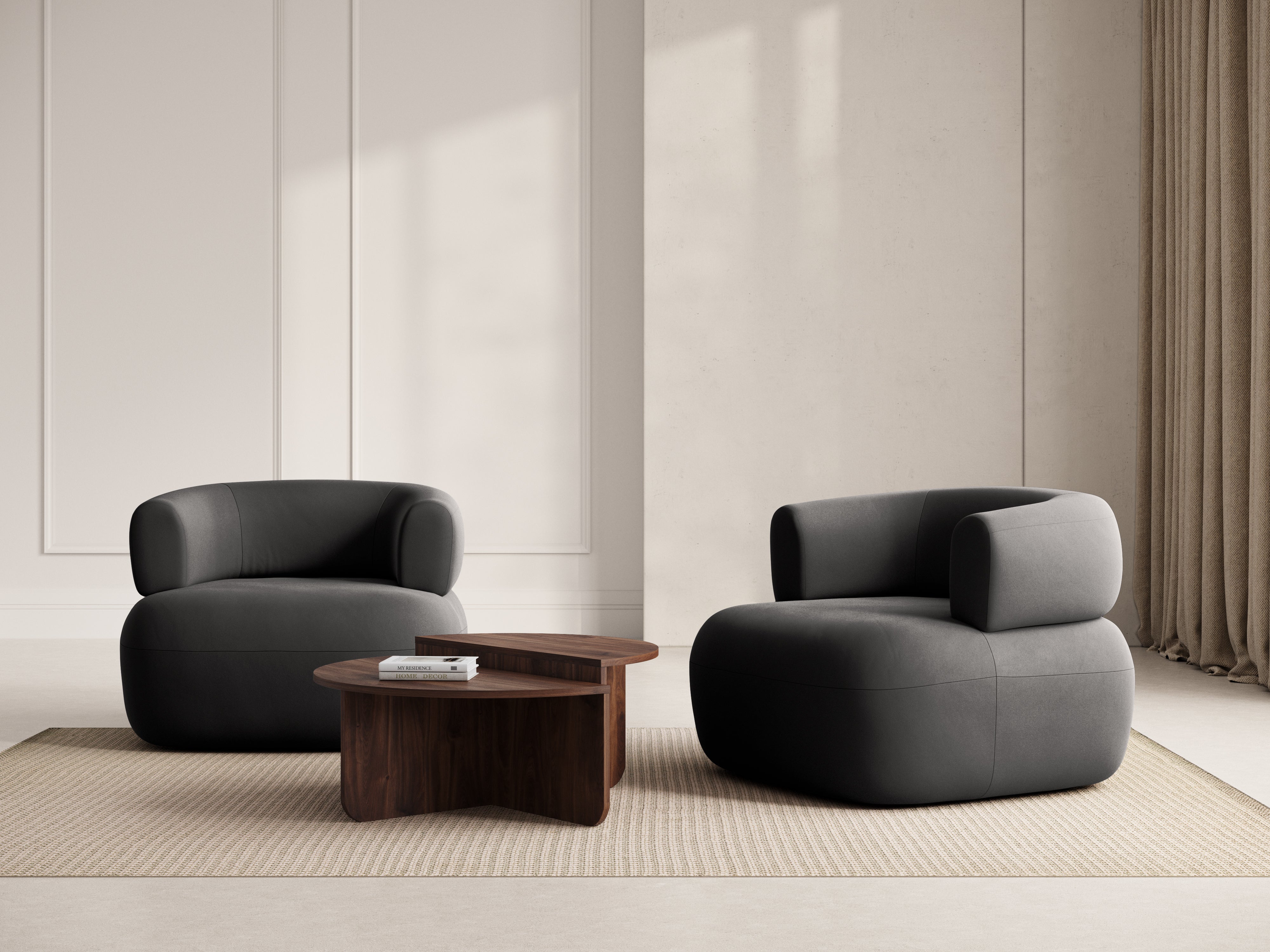 ALDRIN Dark Gray Velvet Armchair