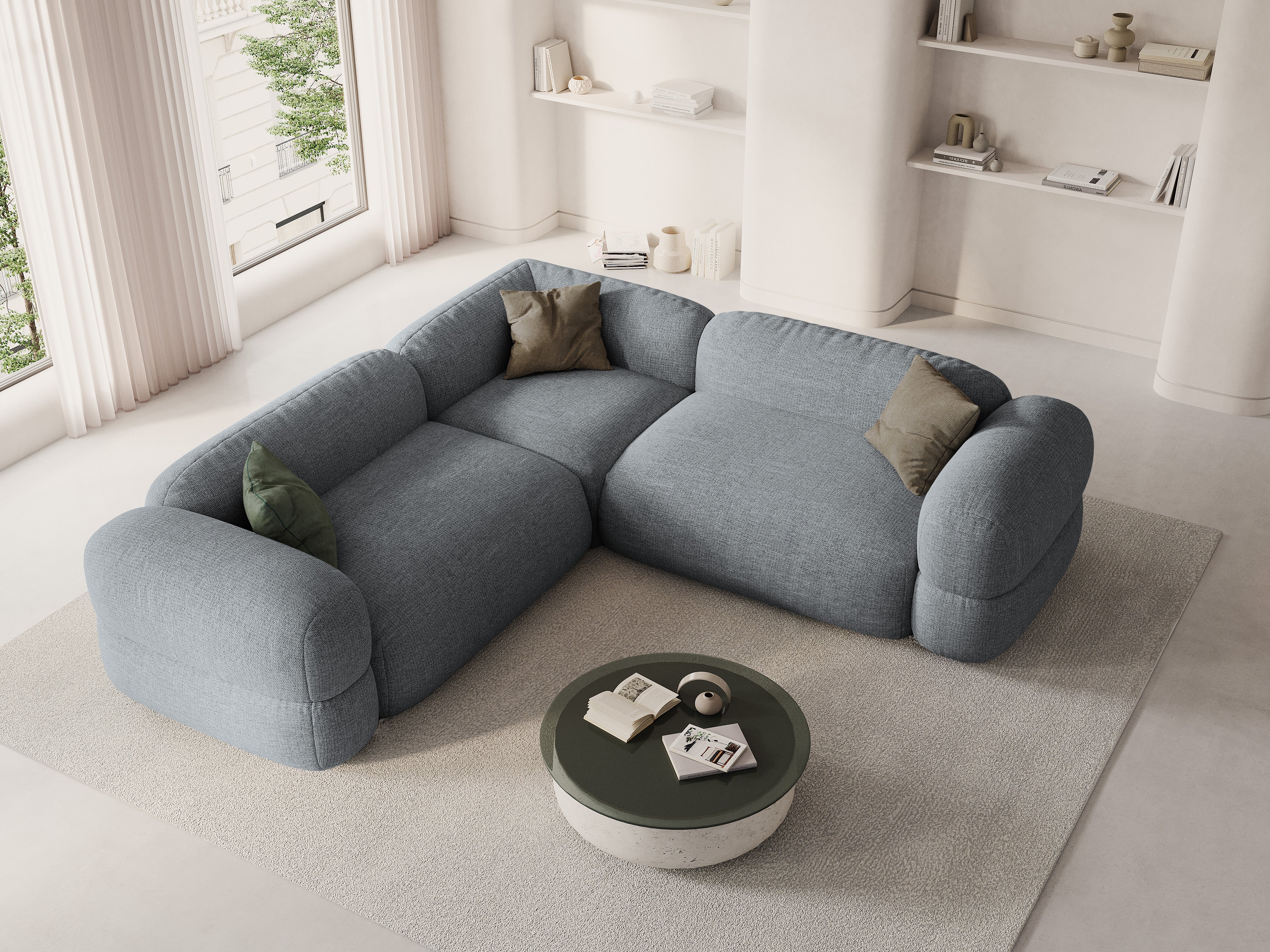 Symmetrical Corner Sofa ROGER Gray Chenille
