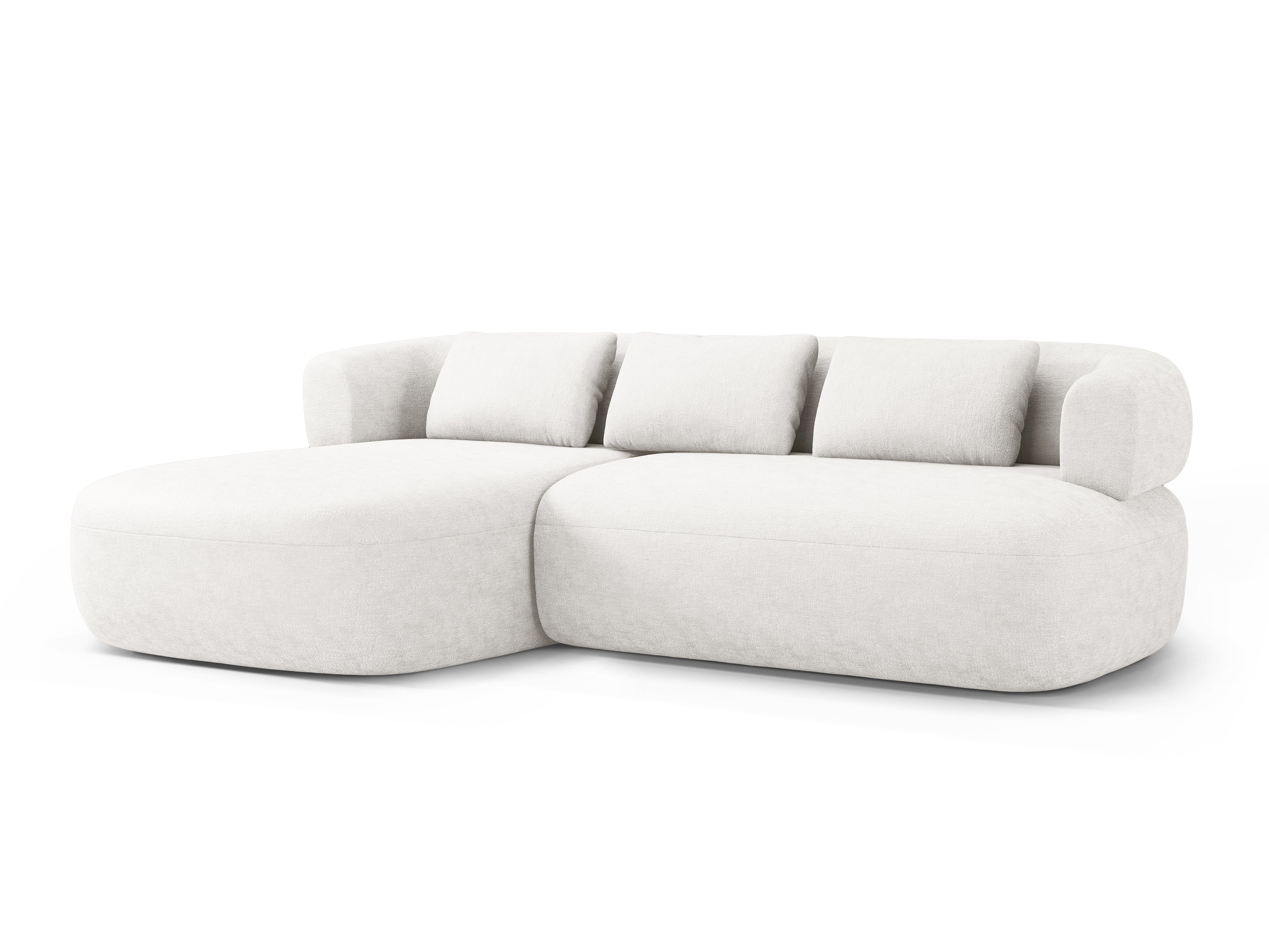 Left-facing 3-seater corner sofa ALDRIN in light beige chenille