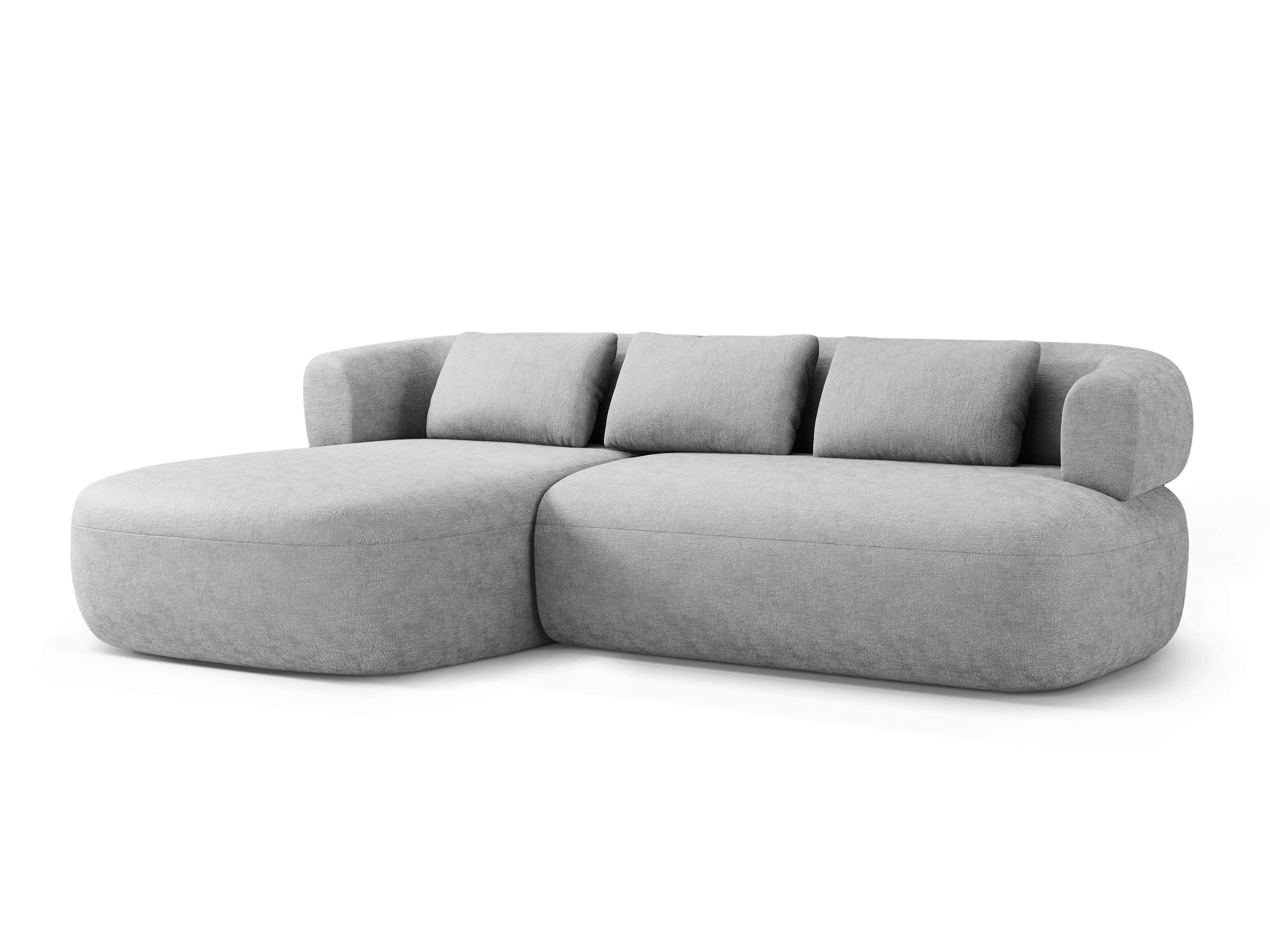 Left-facing 3-seater corner sofa ALDRIN in gray chenille