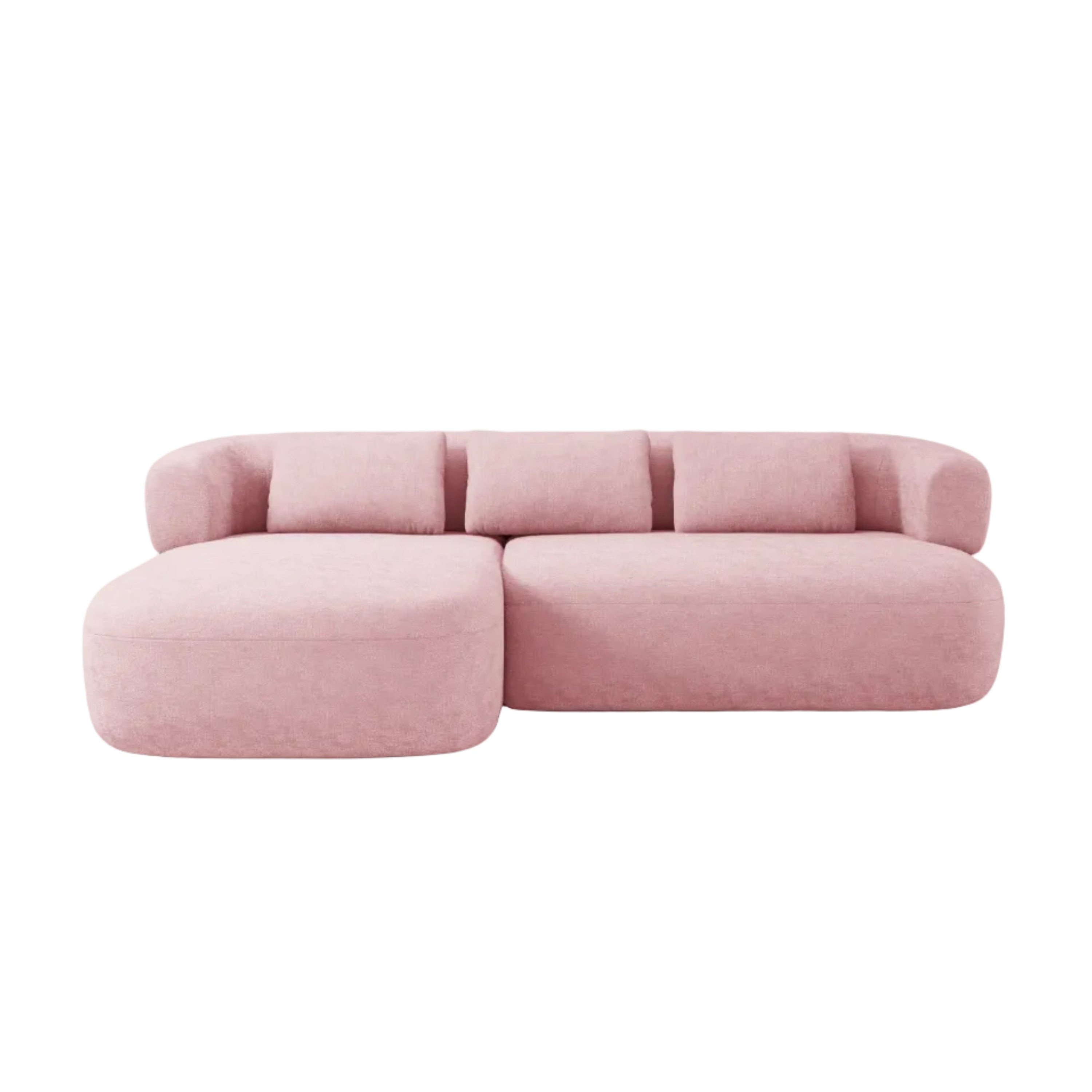 Left-facing 3-seater sofa ALDRIN in pink chenille