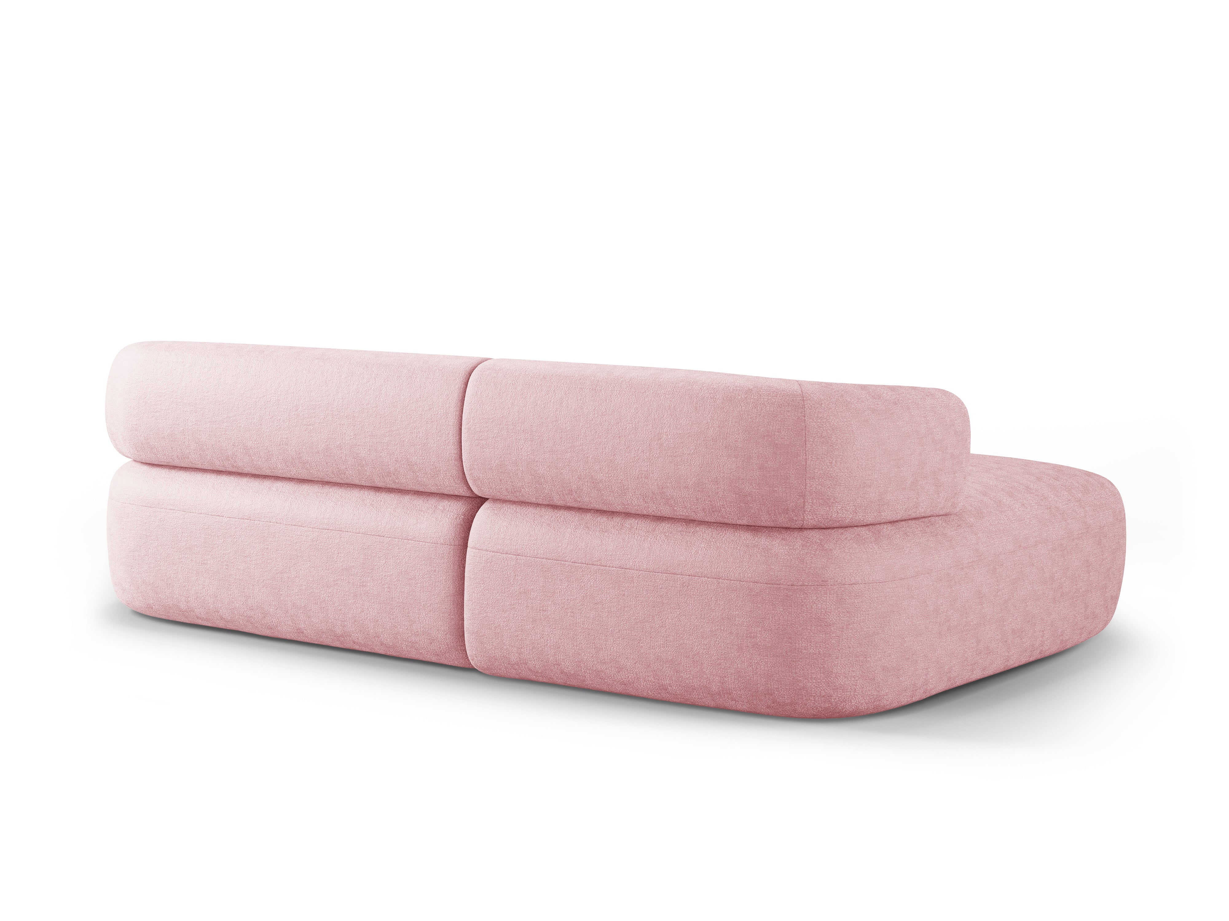 Left-facing 3-seater sofa ALDRIN in pink chenille