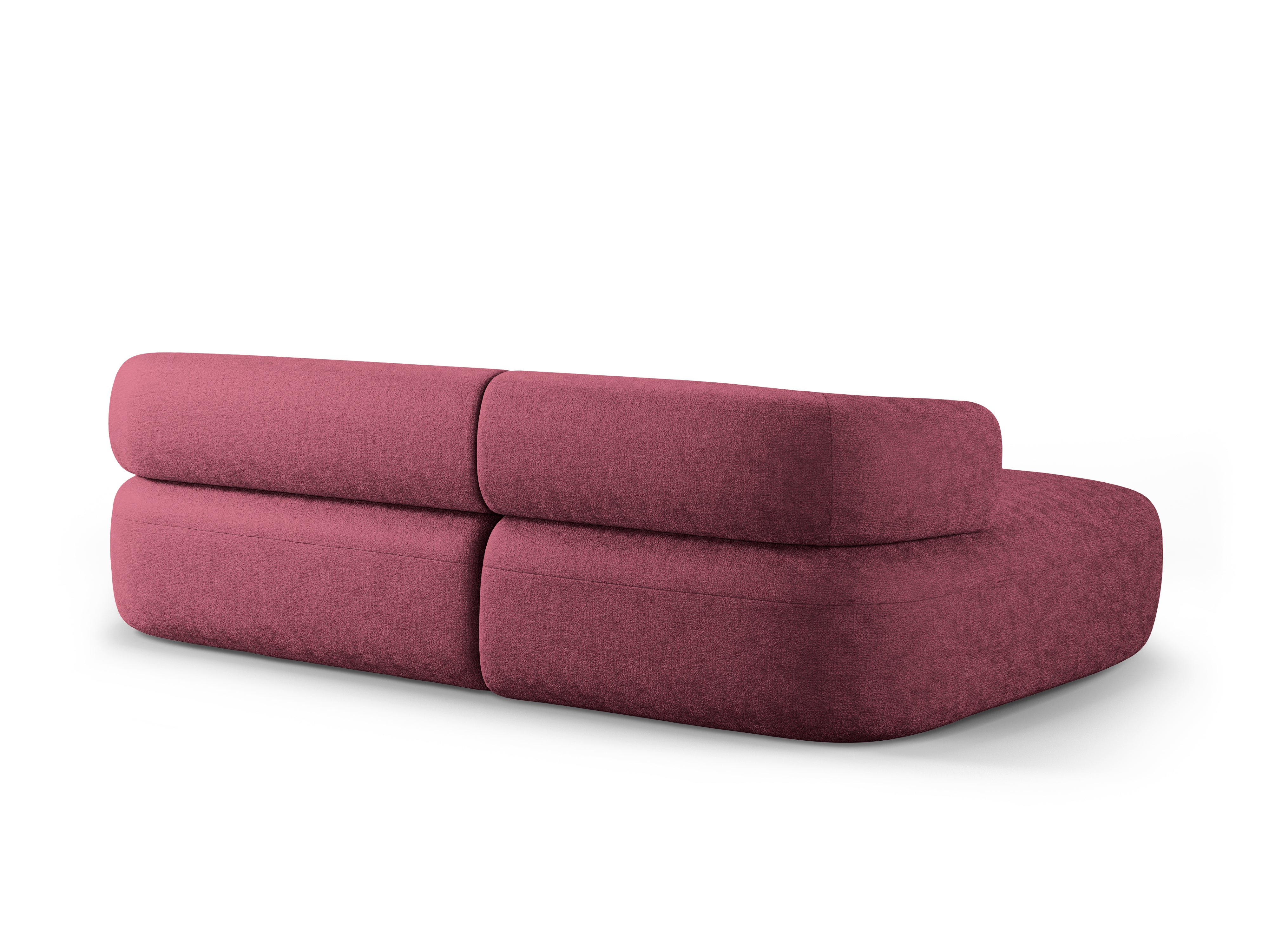 Left-facing 3-seater corner sofa ALDRIN in crimson chenille