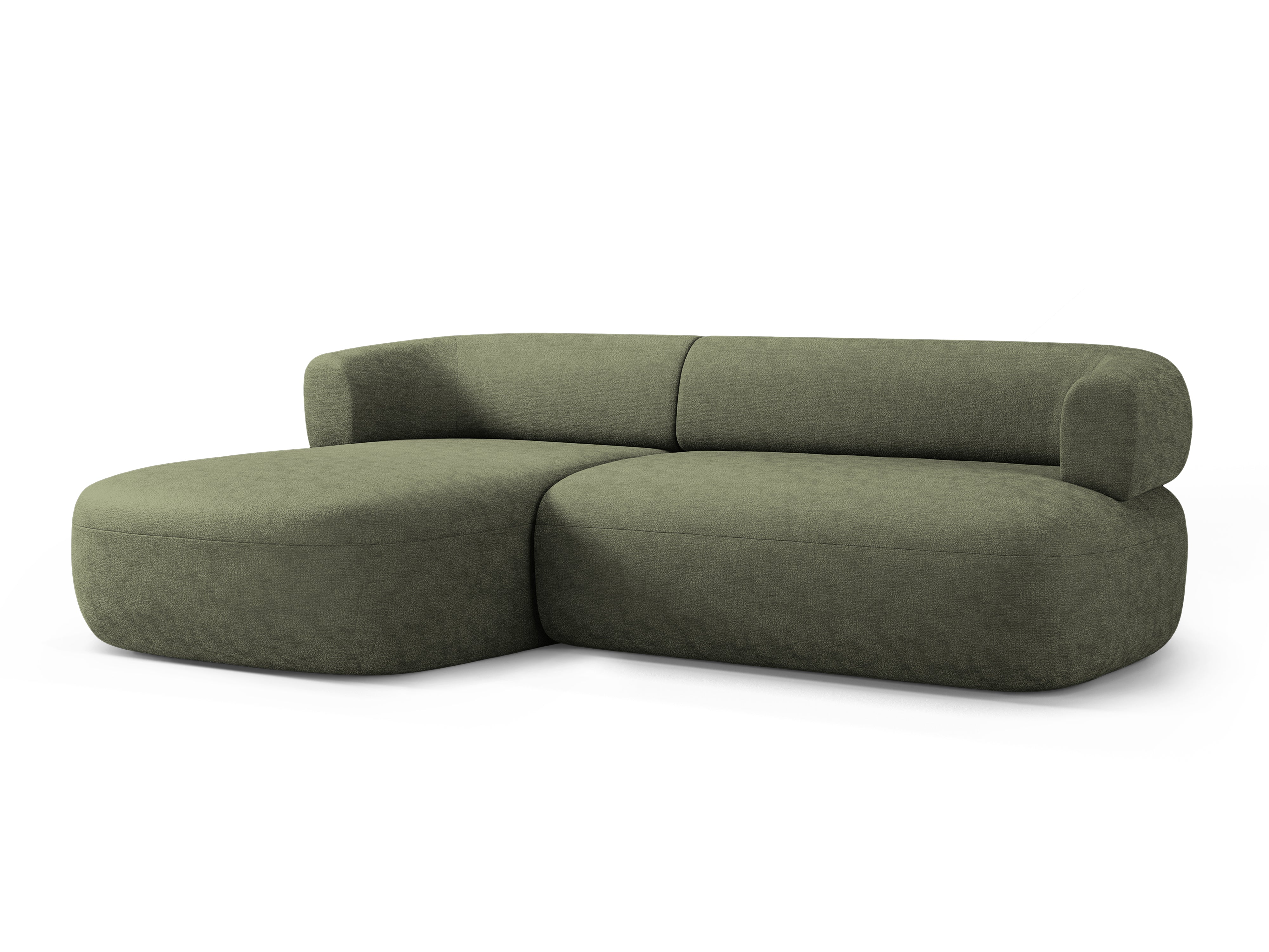 Left-facing 3-seater sofa ALDRIN in green chenille