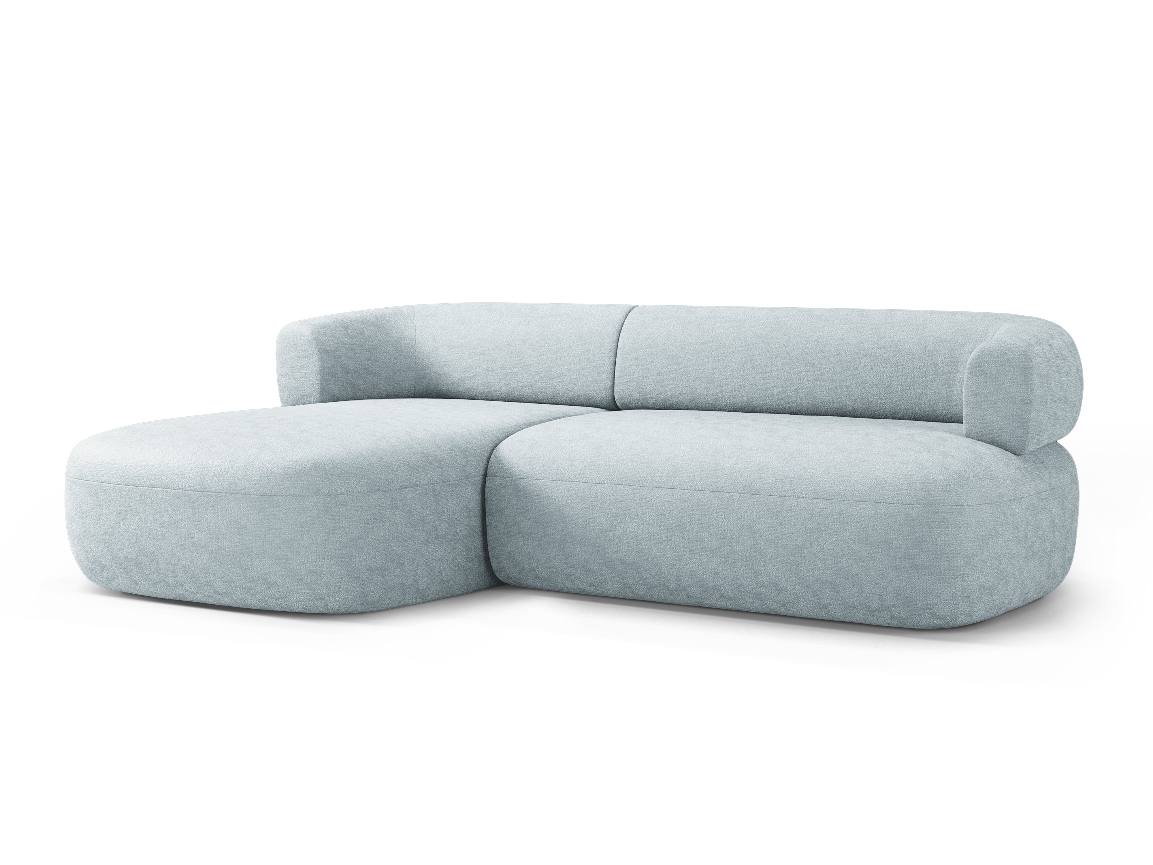 Left-facing 3-seater corner sofa ALDRIN in blue chenille