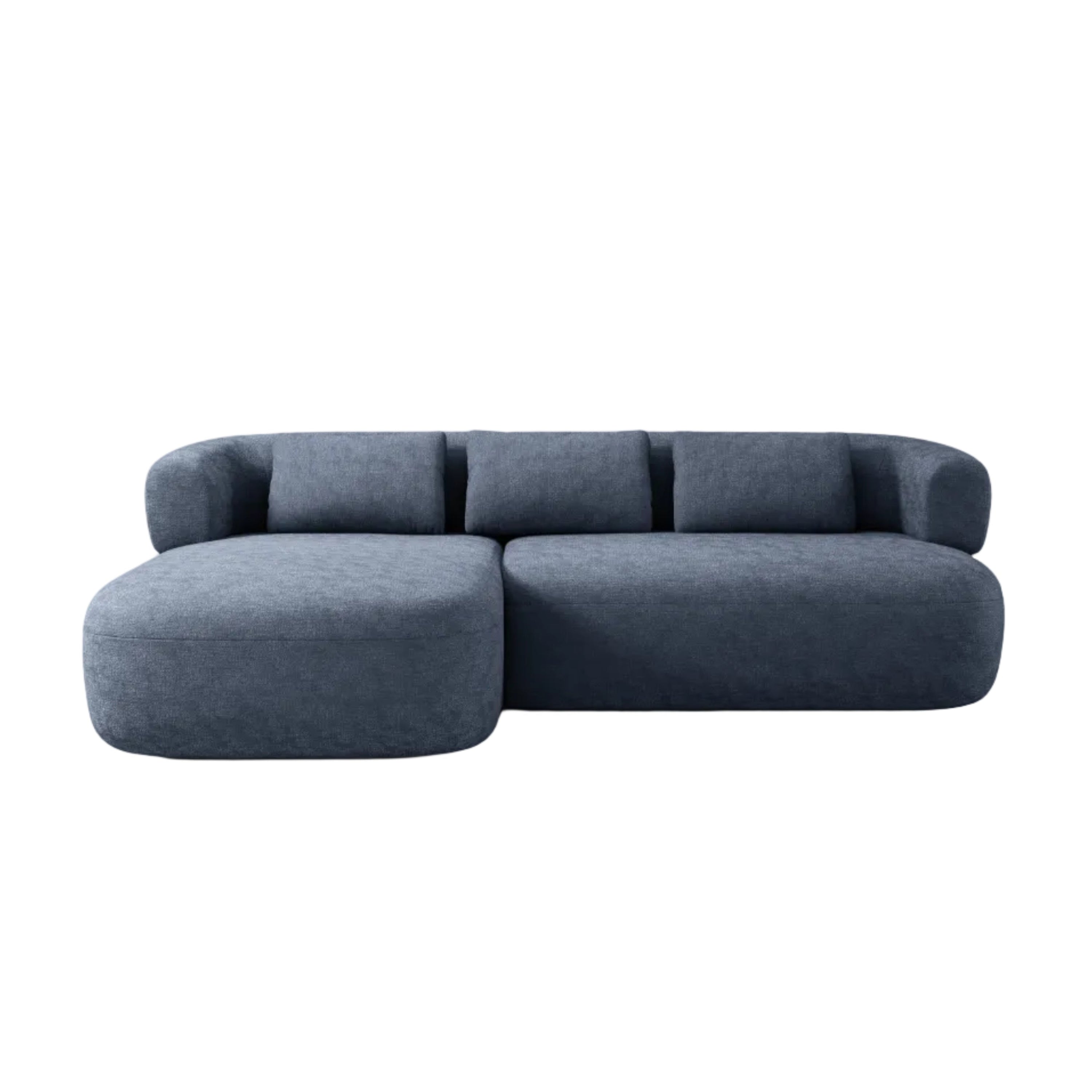 Left-facing 3-seater sofa ALDRIN in navy blue chenille