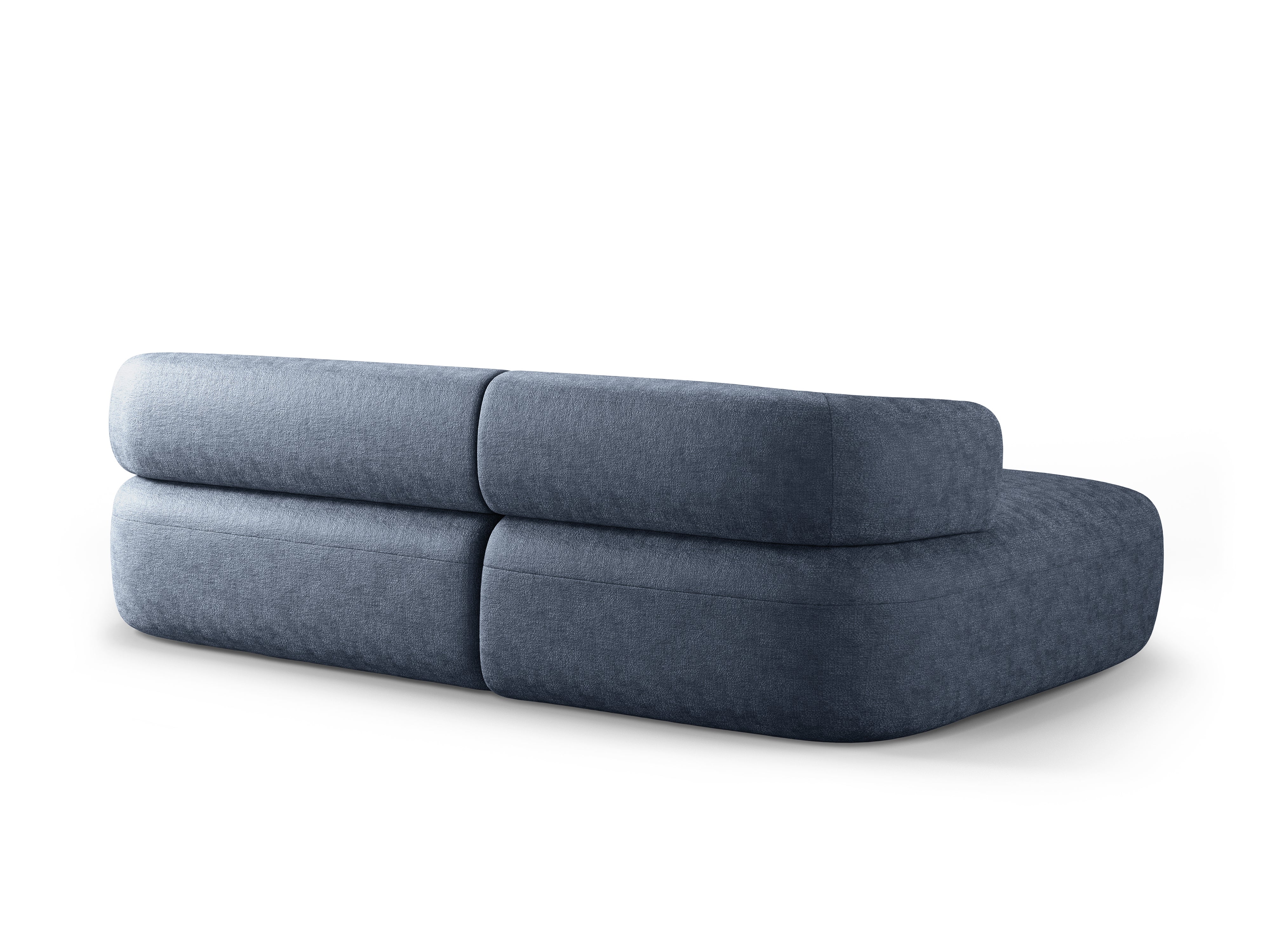 Left-facing 3-seater sofa ALDRIN in navy blue chenille