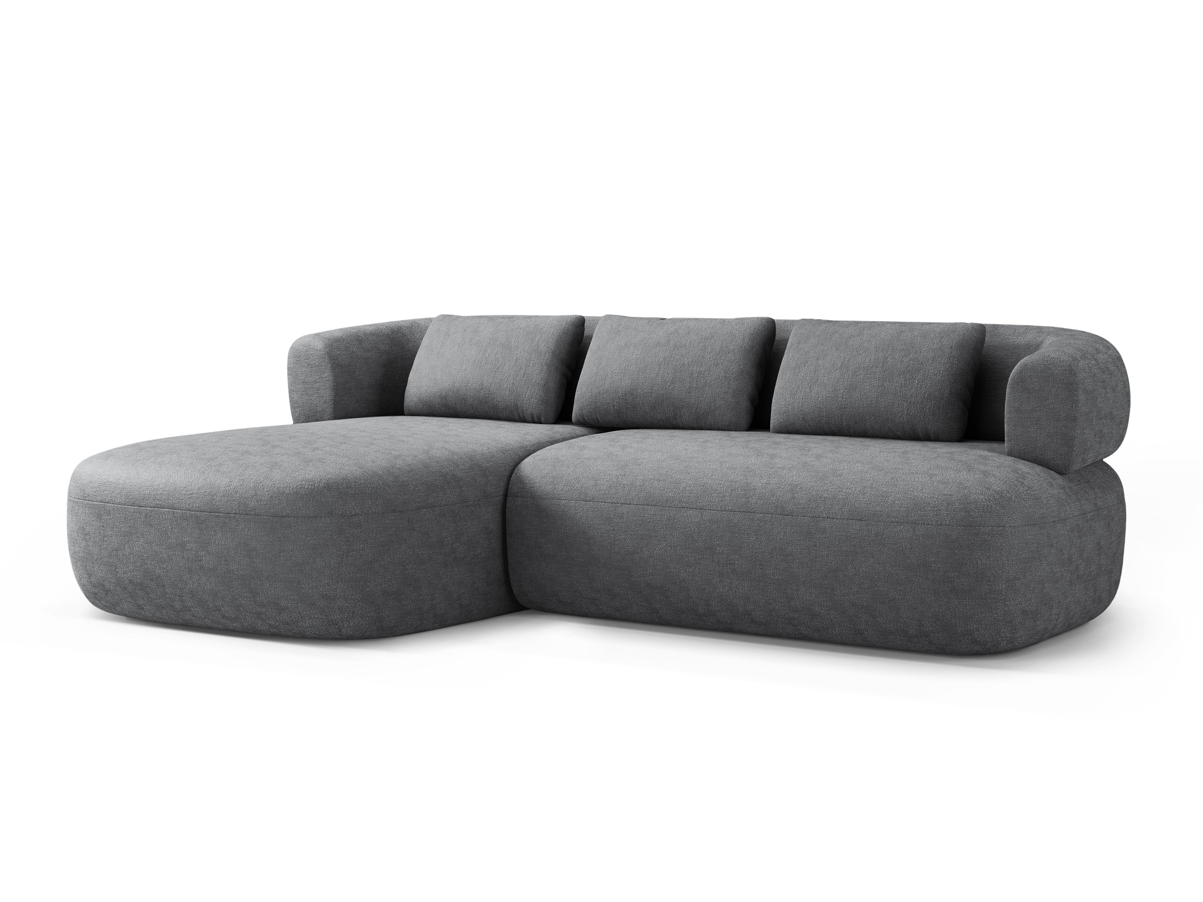 Left-facing 3-seater corner sofa ALDRIN in dark gray chenille