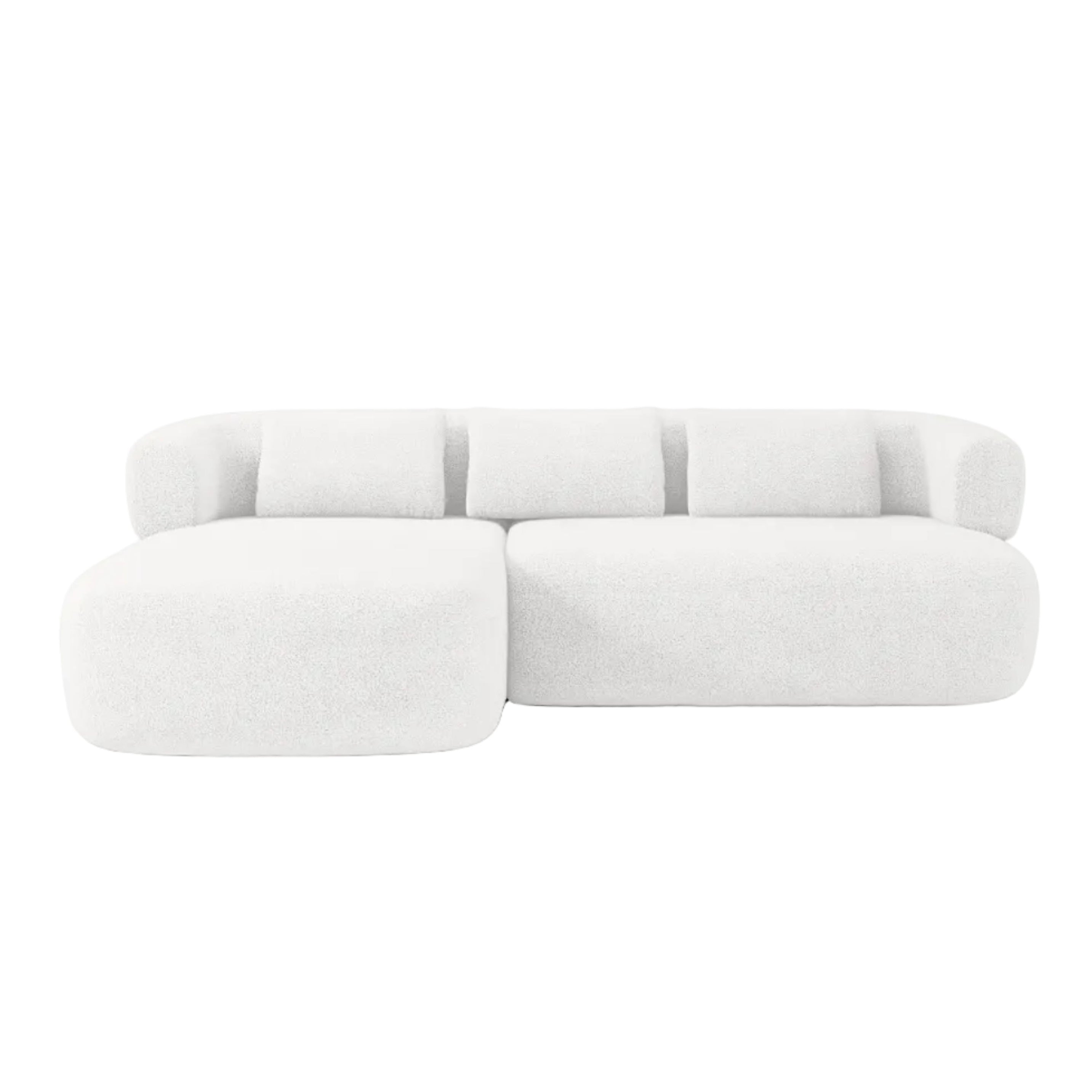 Left-facing 3-seater sofa ALDRIN in white boucle