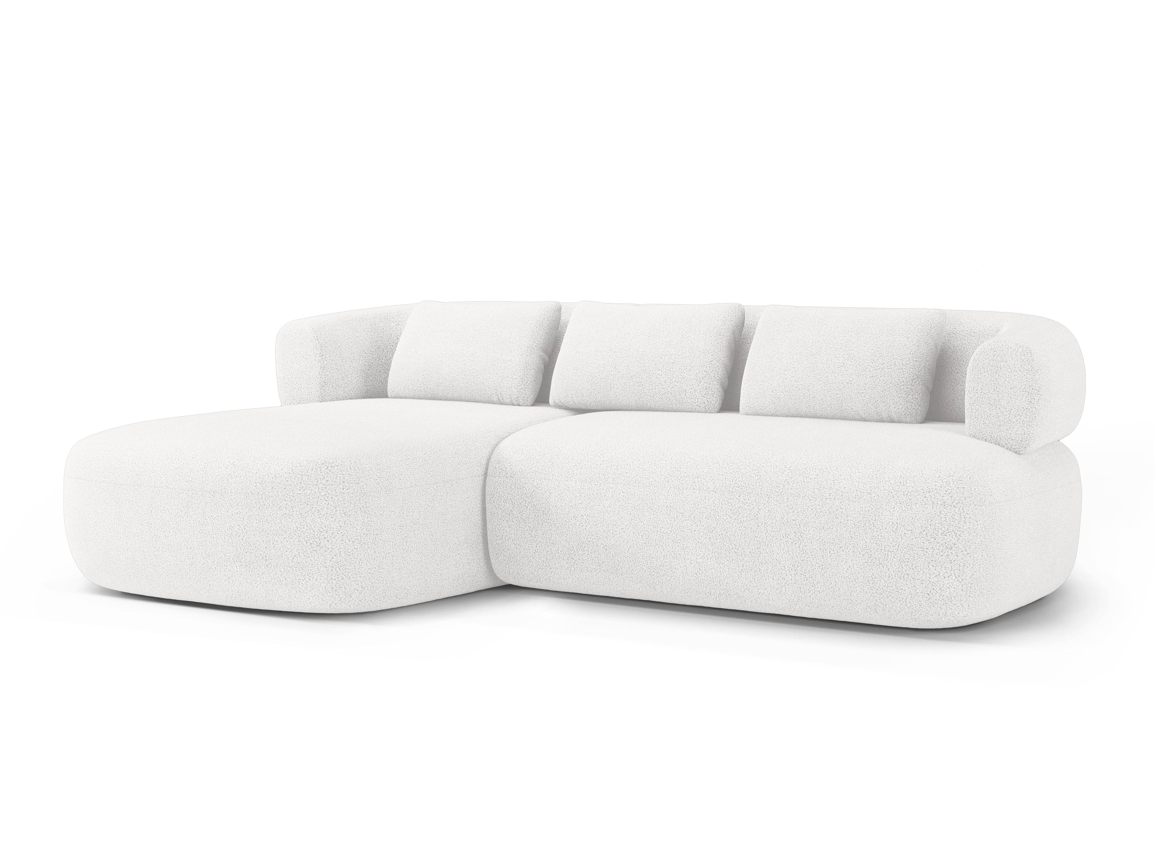 Left-facing 3-seater sofa ALDRIN in white boucle