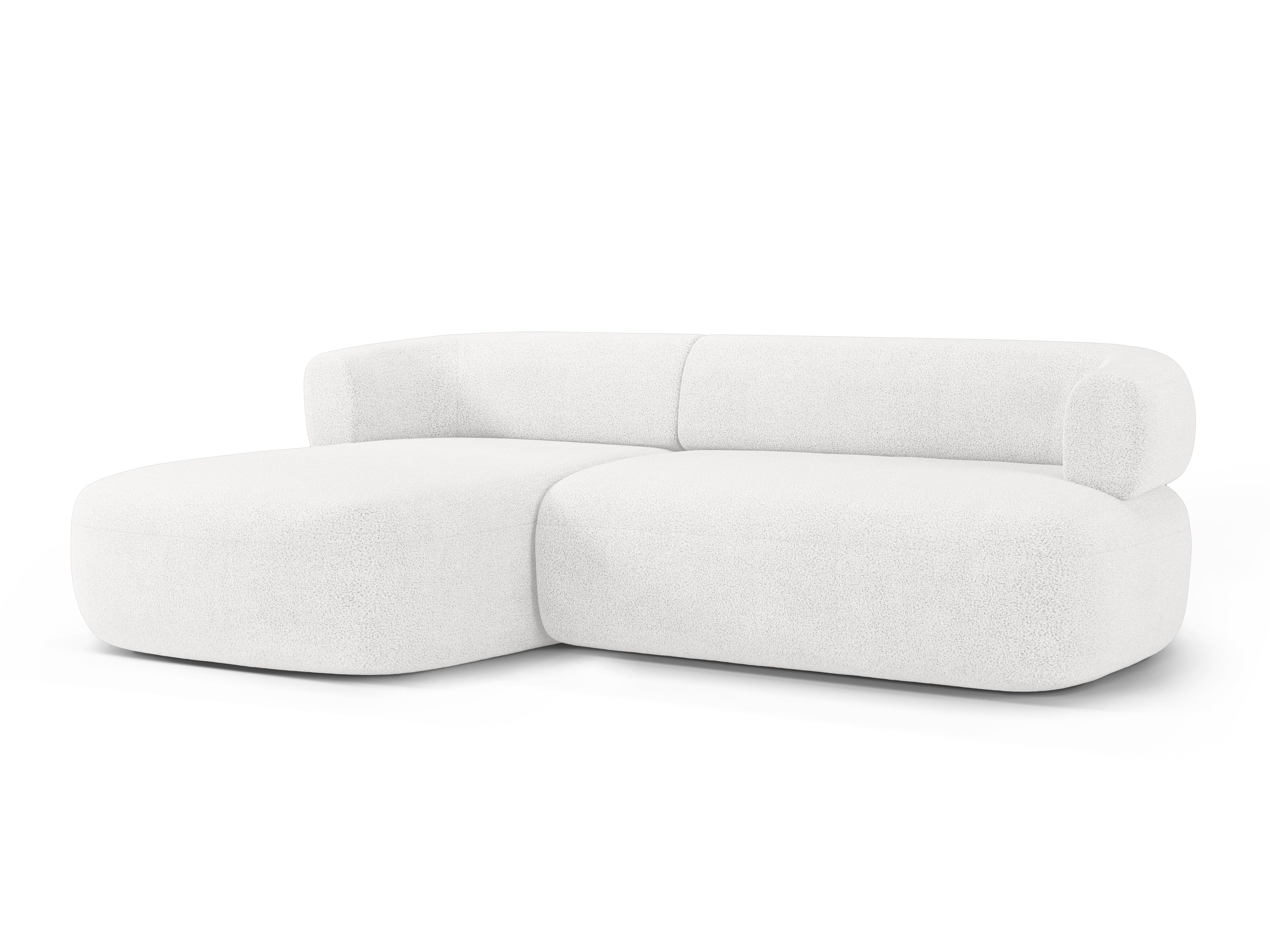 Left-facing 3-seater sofa ALDRIN in white boucle