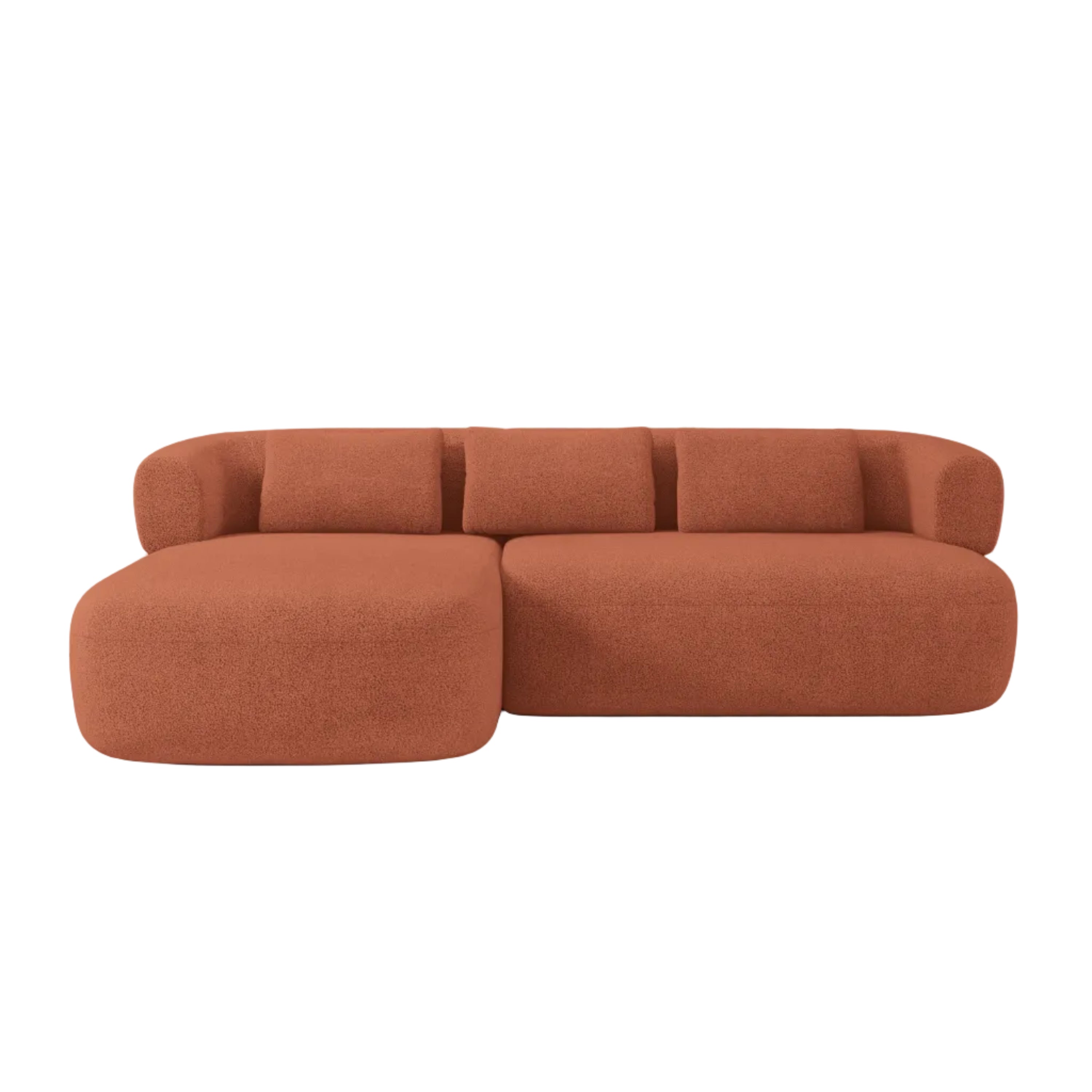 Left-facing 3-seater corner sofa ALDRIN in brick boucle