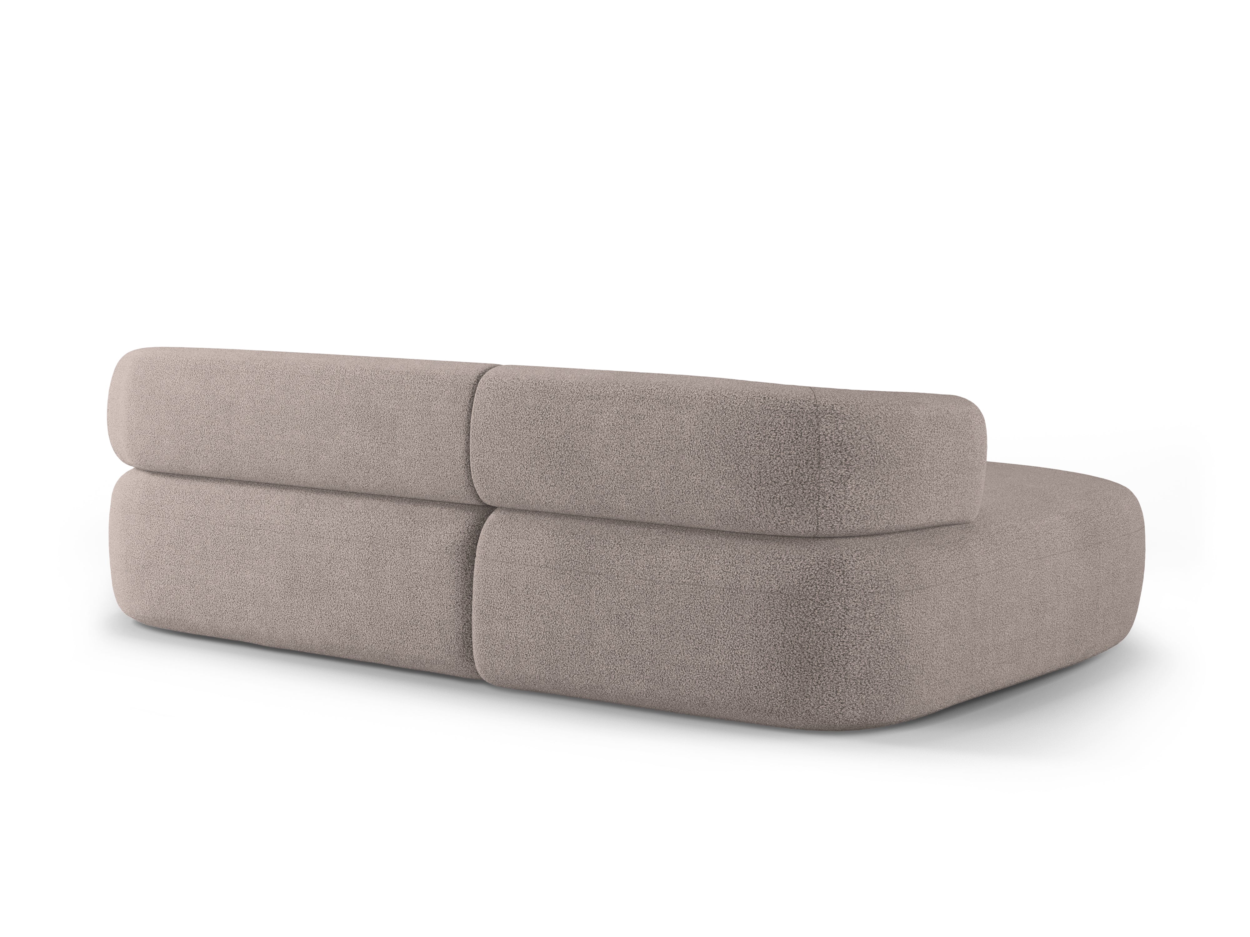 Left-facing 3-seater corner sofa ALDRIN in light brown boucle.