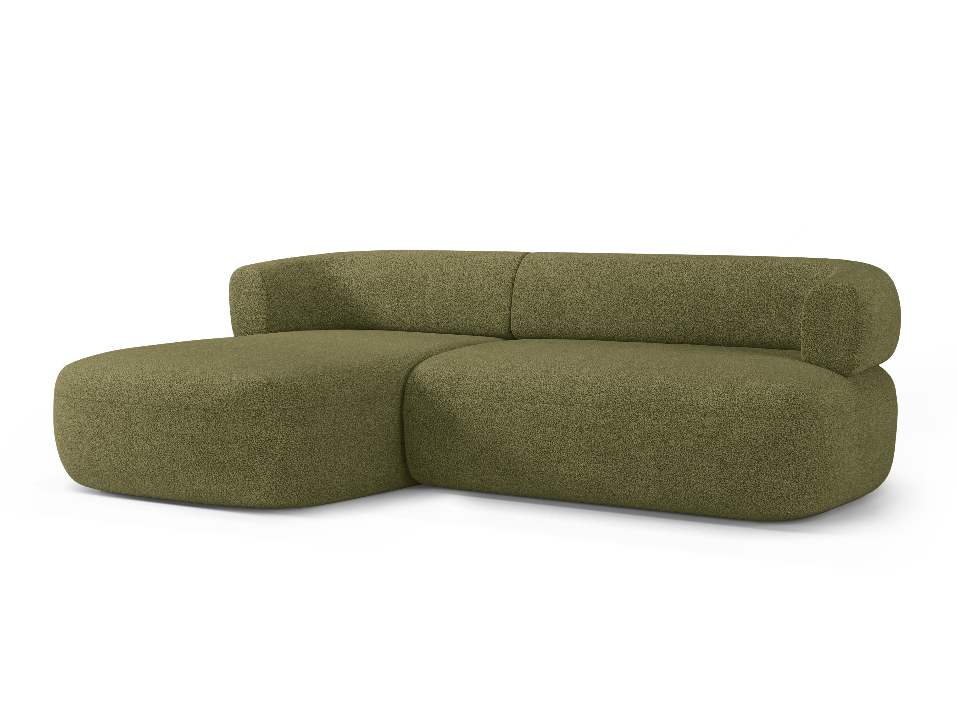 Left-facing 3-seater sofa ALDRIN in green boucle