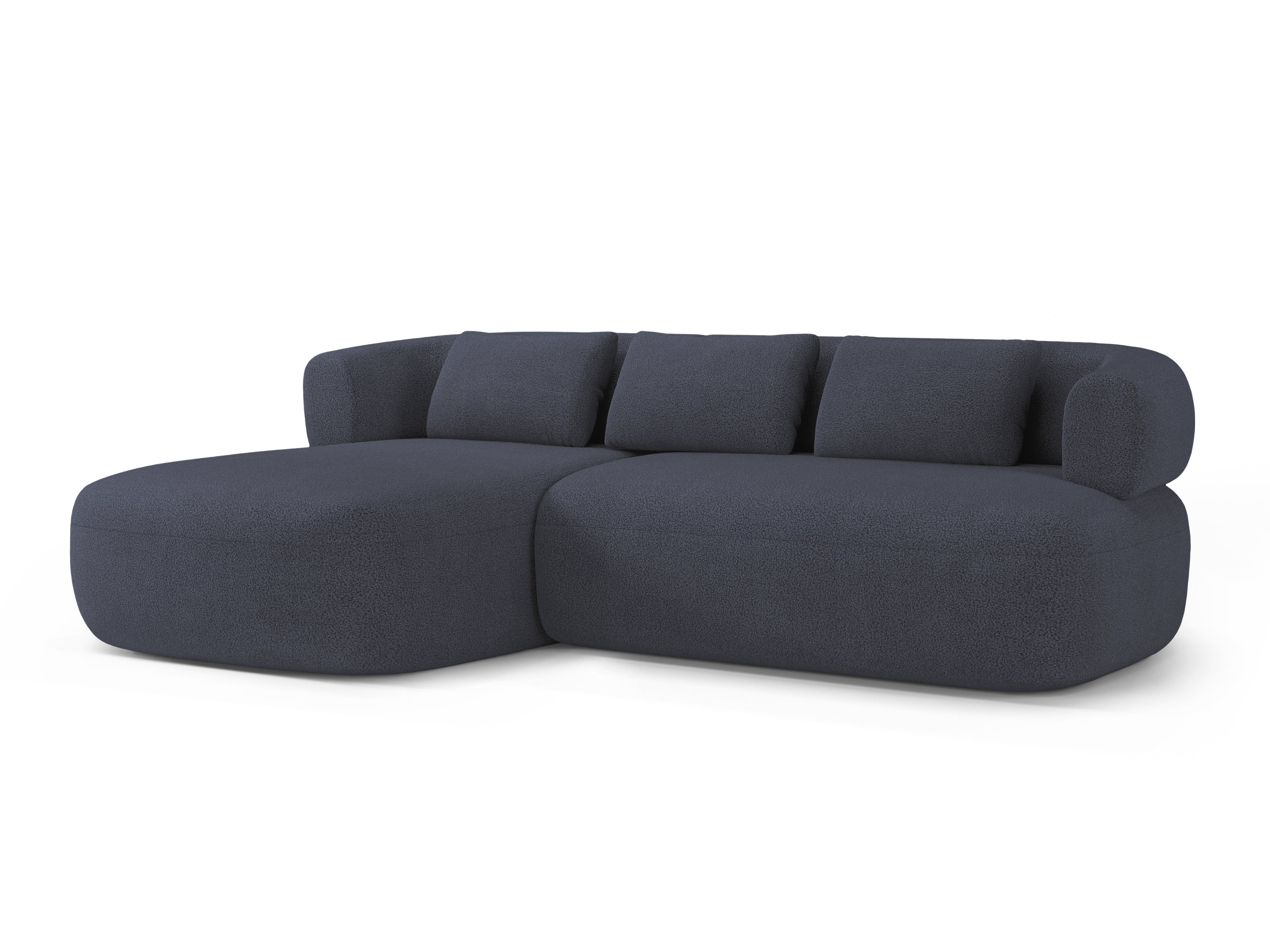 Left-facing 3-seater sofa ALDRIN in navy blue boucle.
