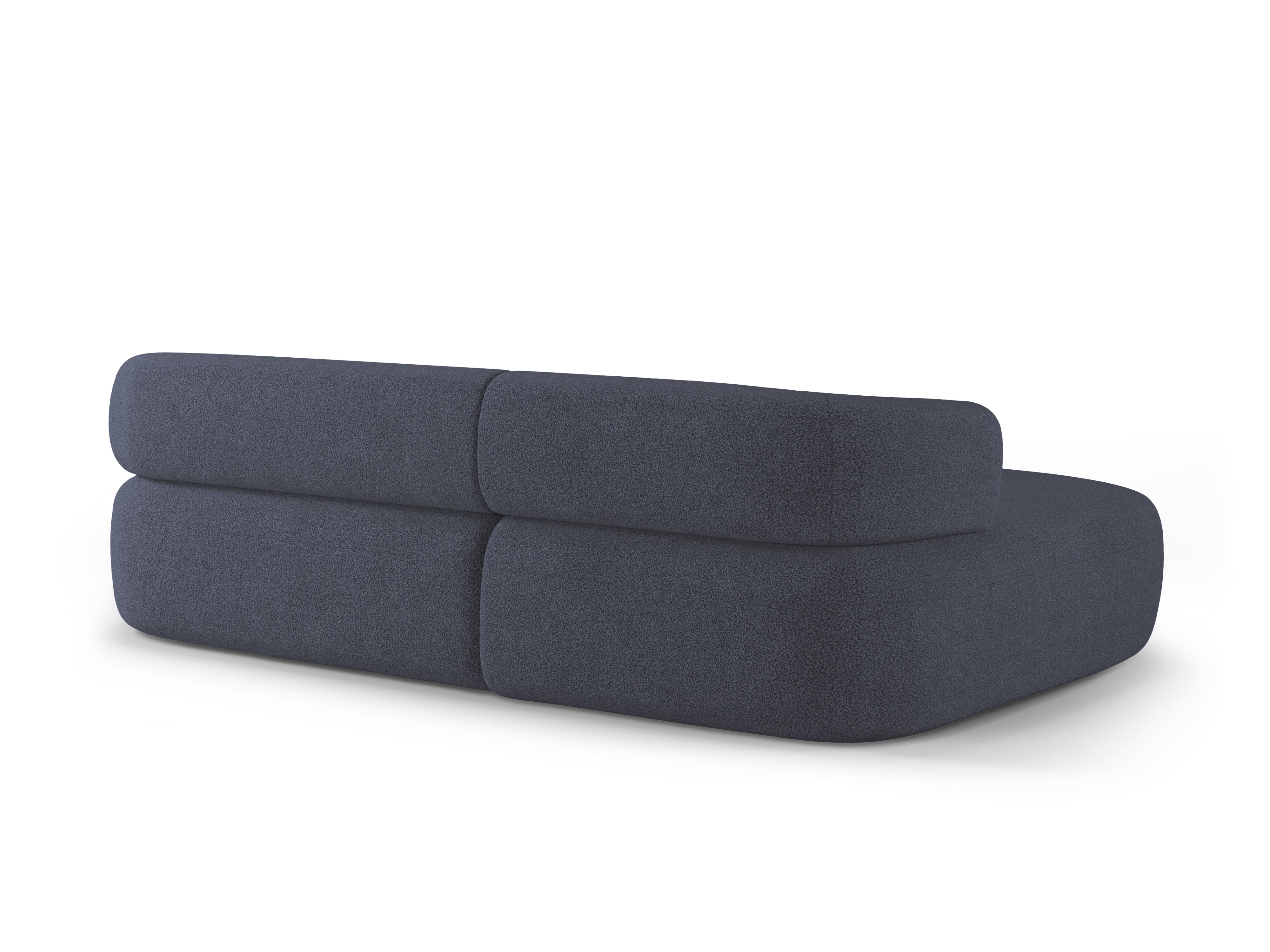 Left-facing 3-seater sofa ALDRIN in navy blue boucle.
