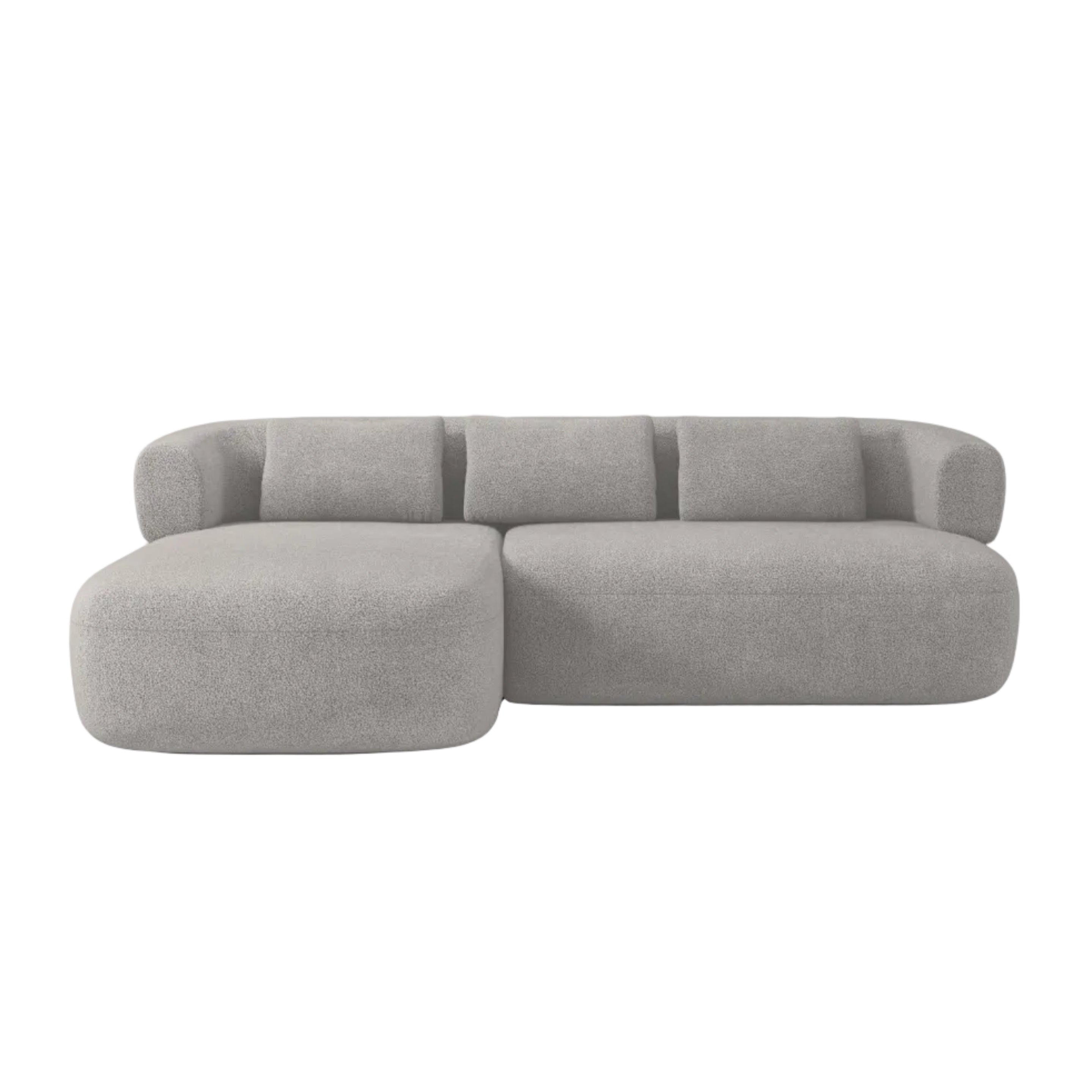 Left-facing 3-seater corner sofa ALDRIN in light gray boucle