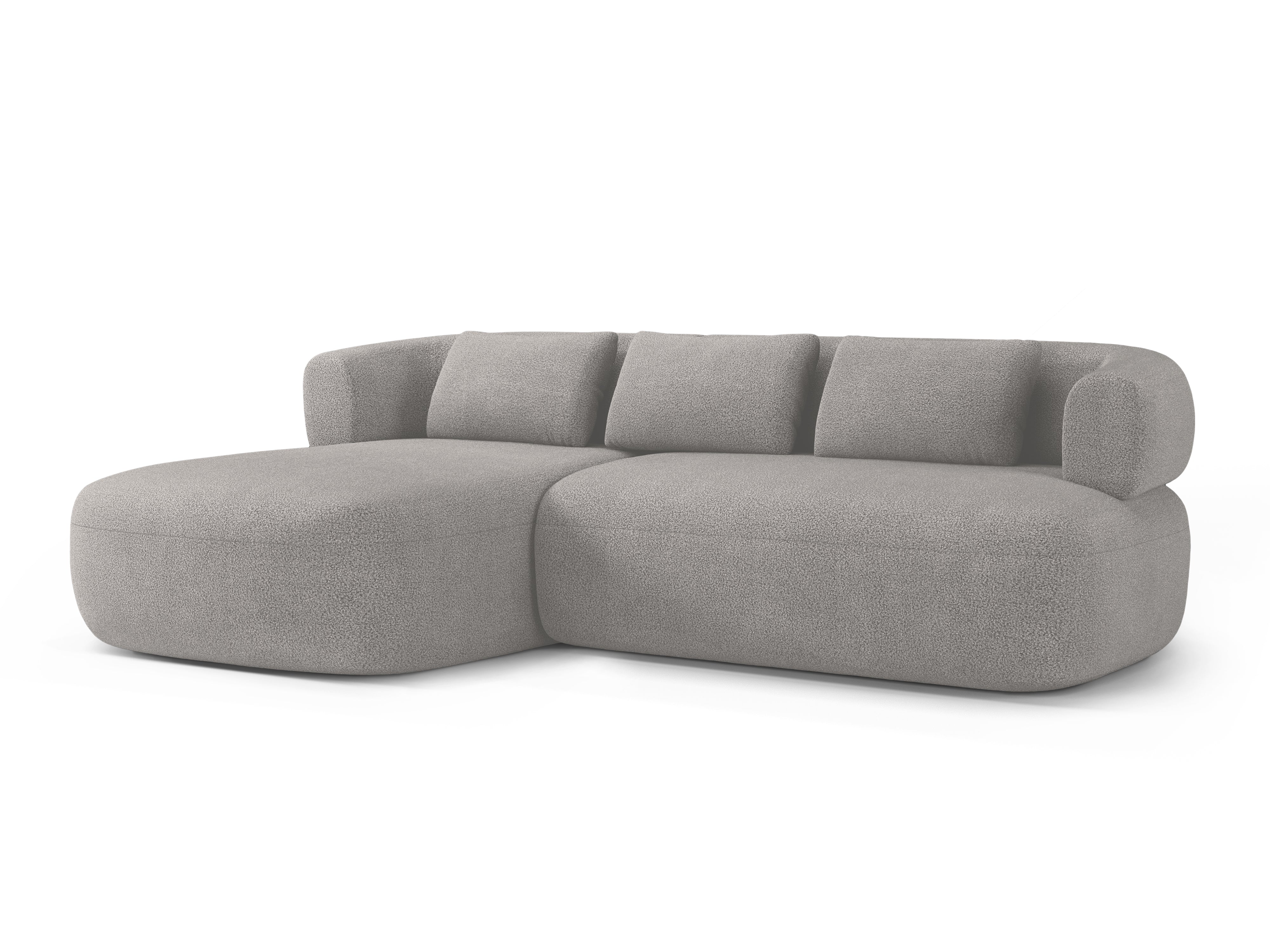 Left-facing 3-seater corner sofa ALDRIN in light gray boucle
