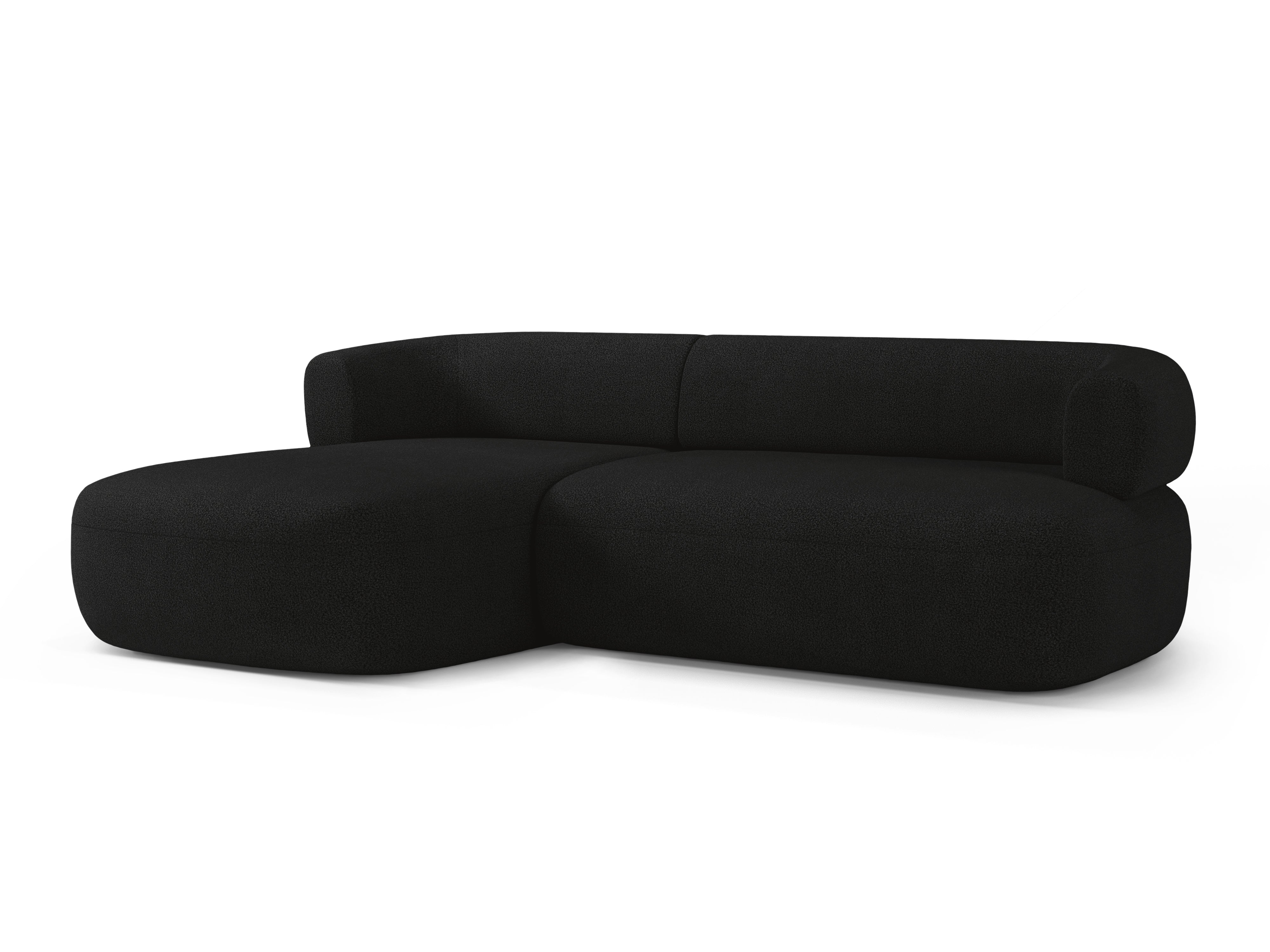 Left-facing 3-seater corner sofa ALDRIN in black boucle