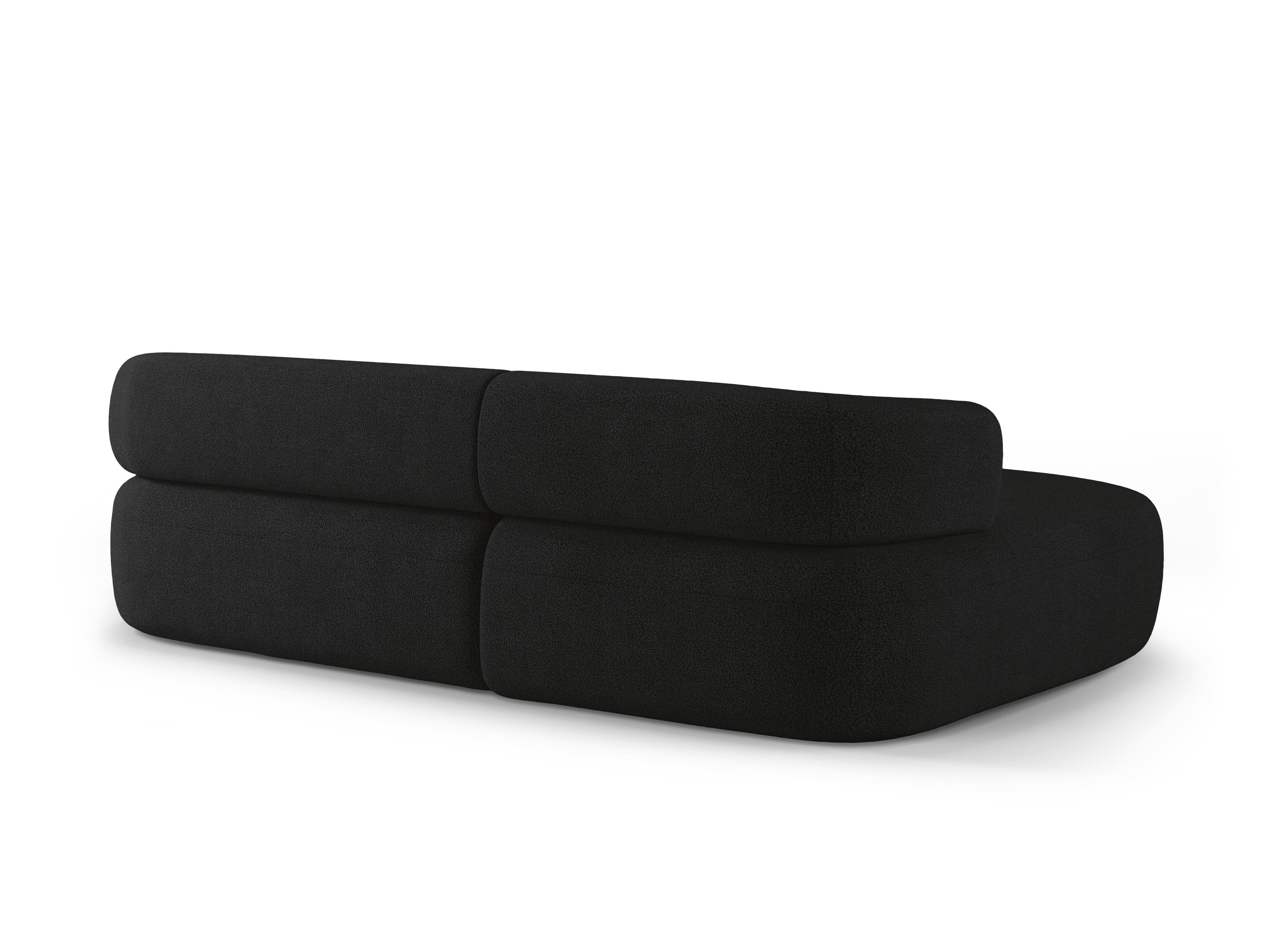 Left-facing 3-seater corner sofa ALDRIN in black boucle