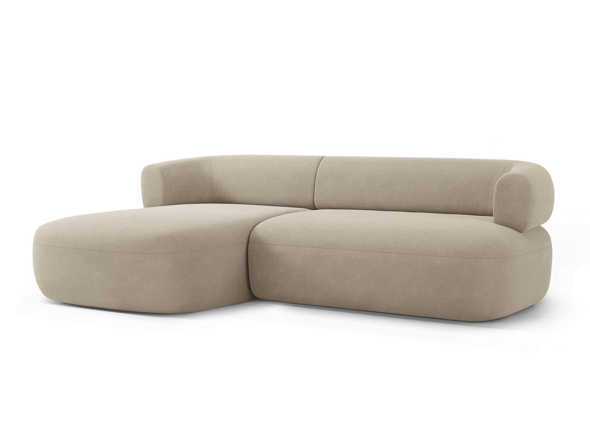 Beige Velvet 3-Seater Left-Facing Sofa ALDRIN
