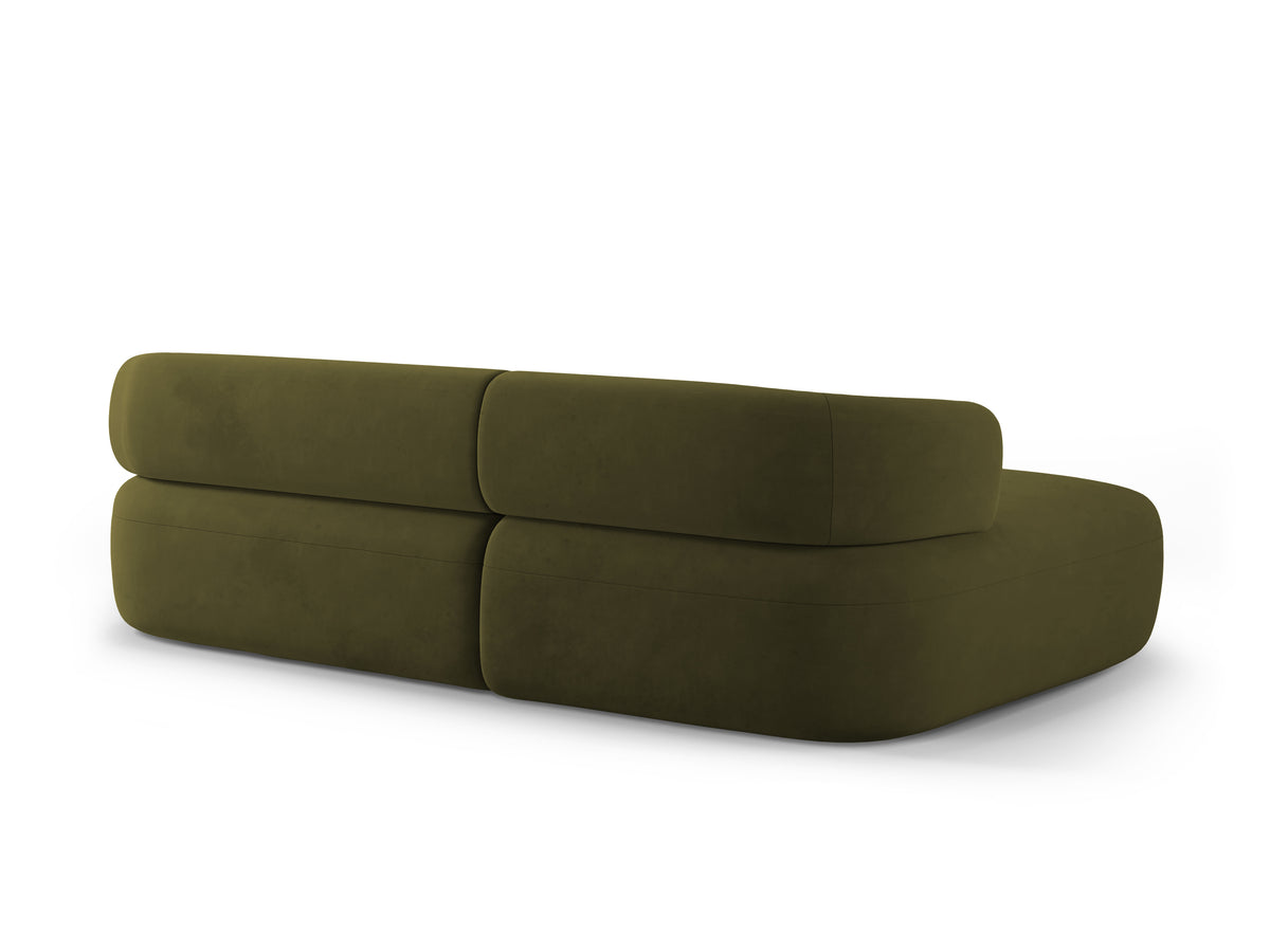 Green velvet 3-seater left-facing sofa ALDRIN