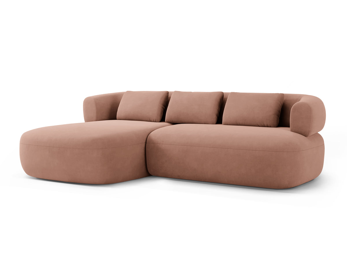 Velvet 3-Seater Left-Facing Sofa ALDRIN in Pink