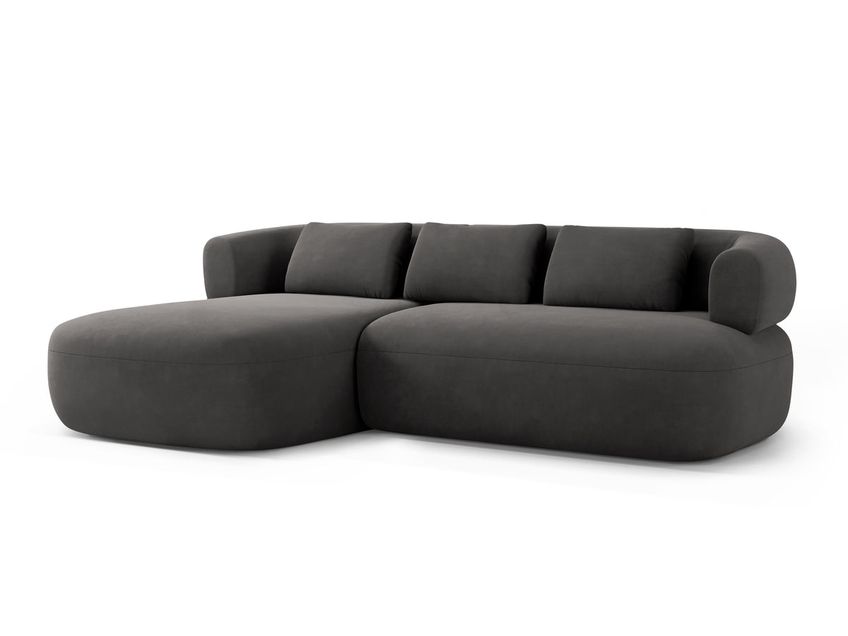 Velvet 3-Seater Left-Facing Sofa ALDRIN in Dark Gray