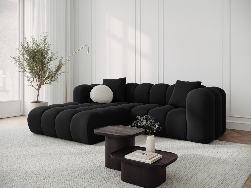 Velvet corner of 3-person right-sided Halley Black