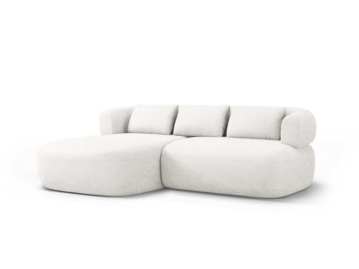 Left-facing 2-seater corner sofa ALDRIN in light beige chenille