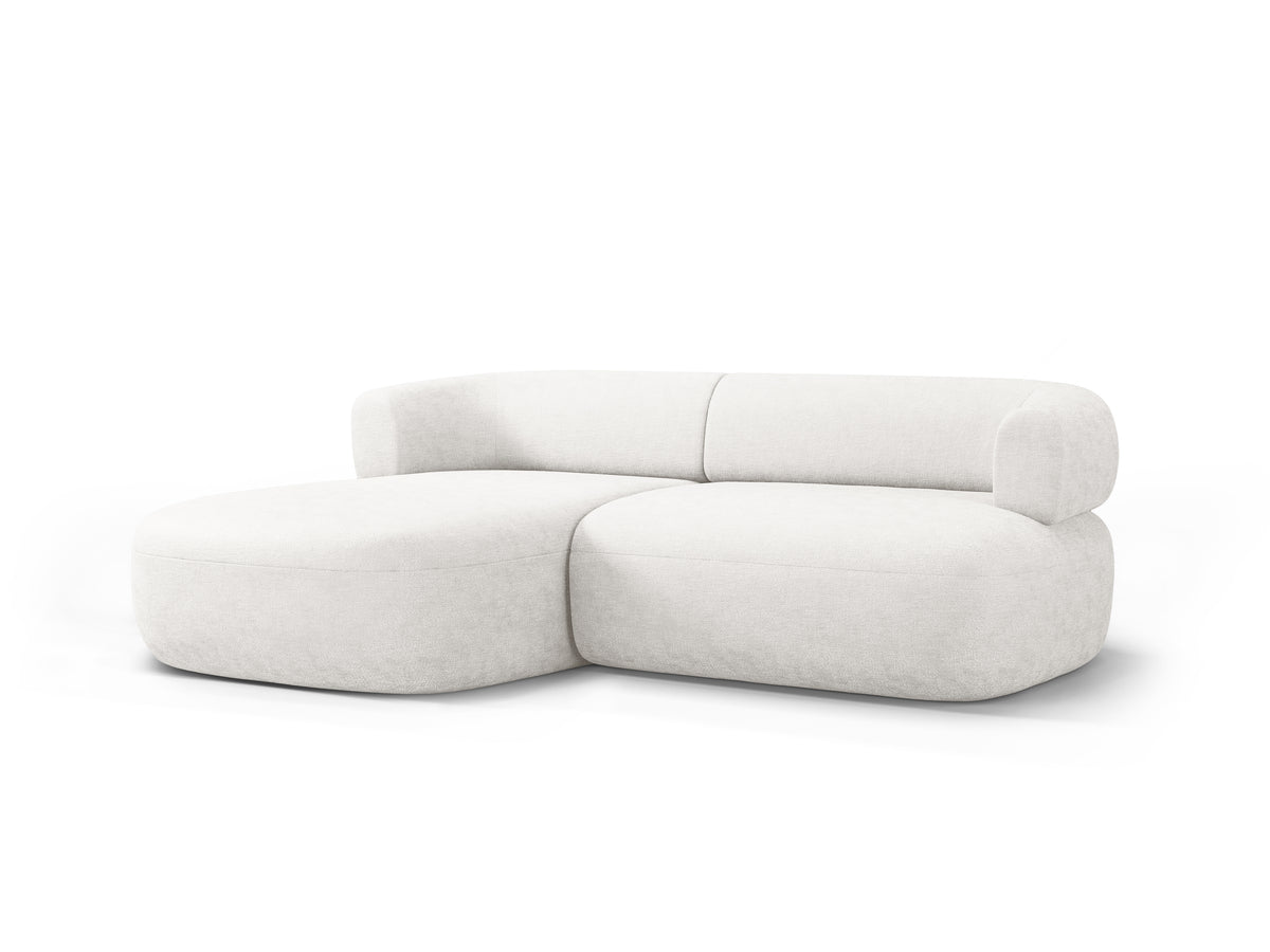 Left-facing 2-seater corner sofa ALDRIN in light beige chenille