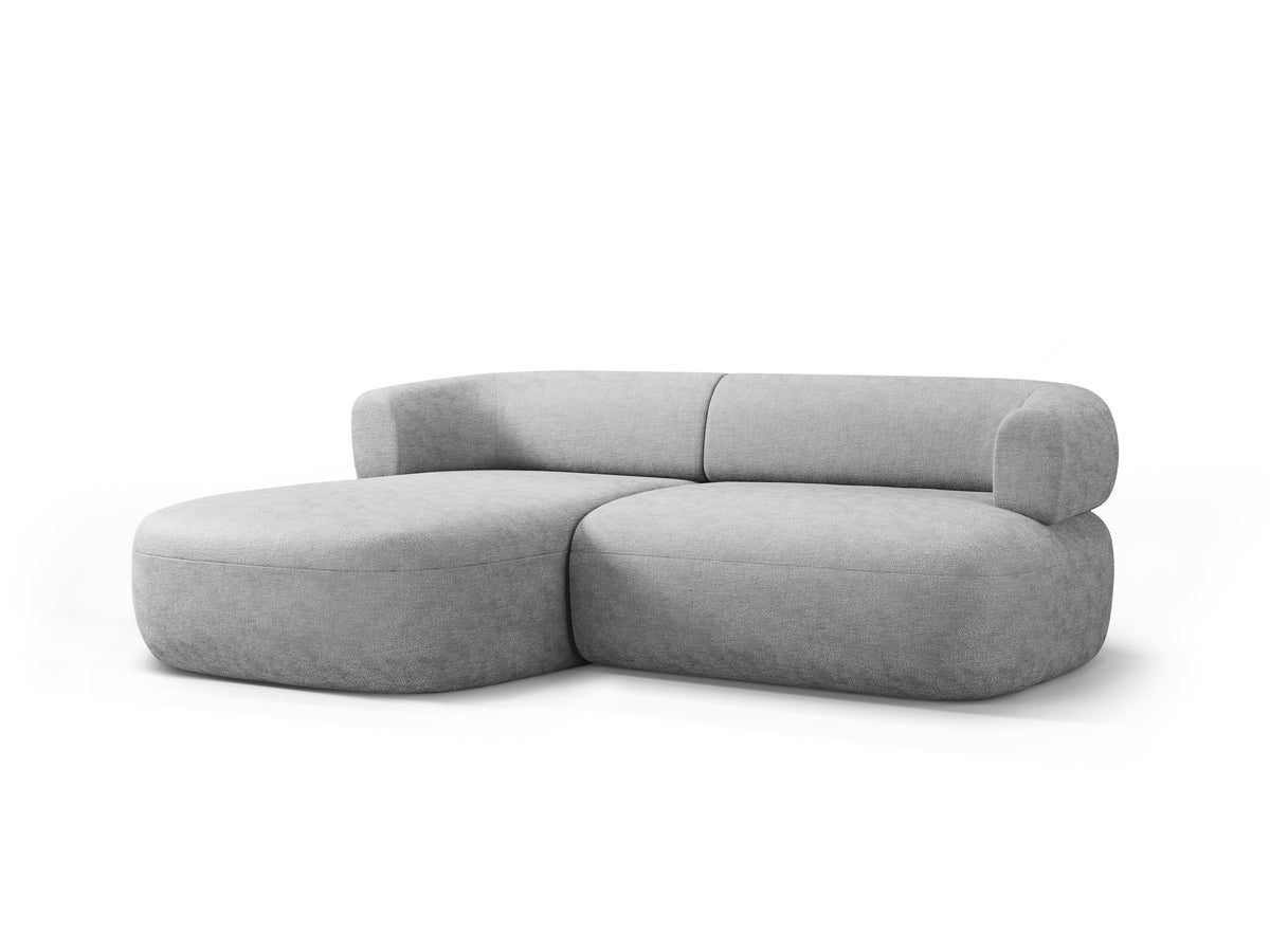 Left-facing 2-seater corner sofa ALDRIN in gray chenille