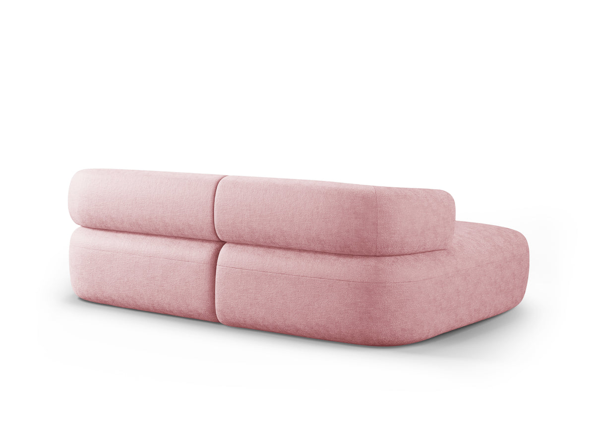 Left-facing 2-seater corner sofa ALDRIN in pink chenille