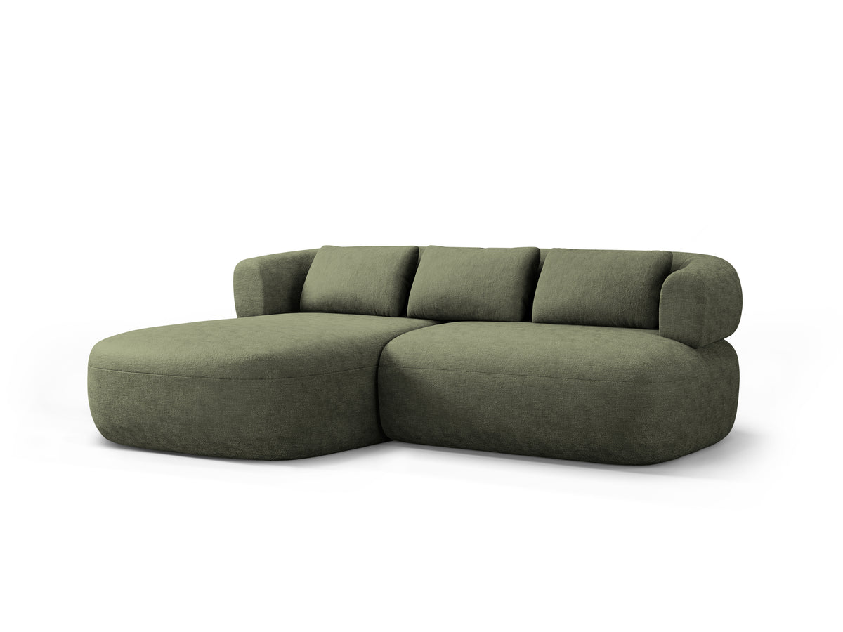 Left-facing 2-seater corner sofa ALDRIN in green chenille