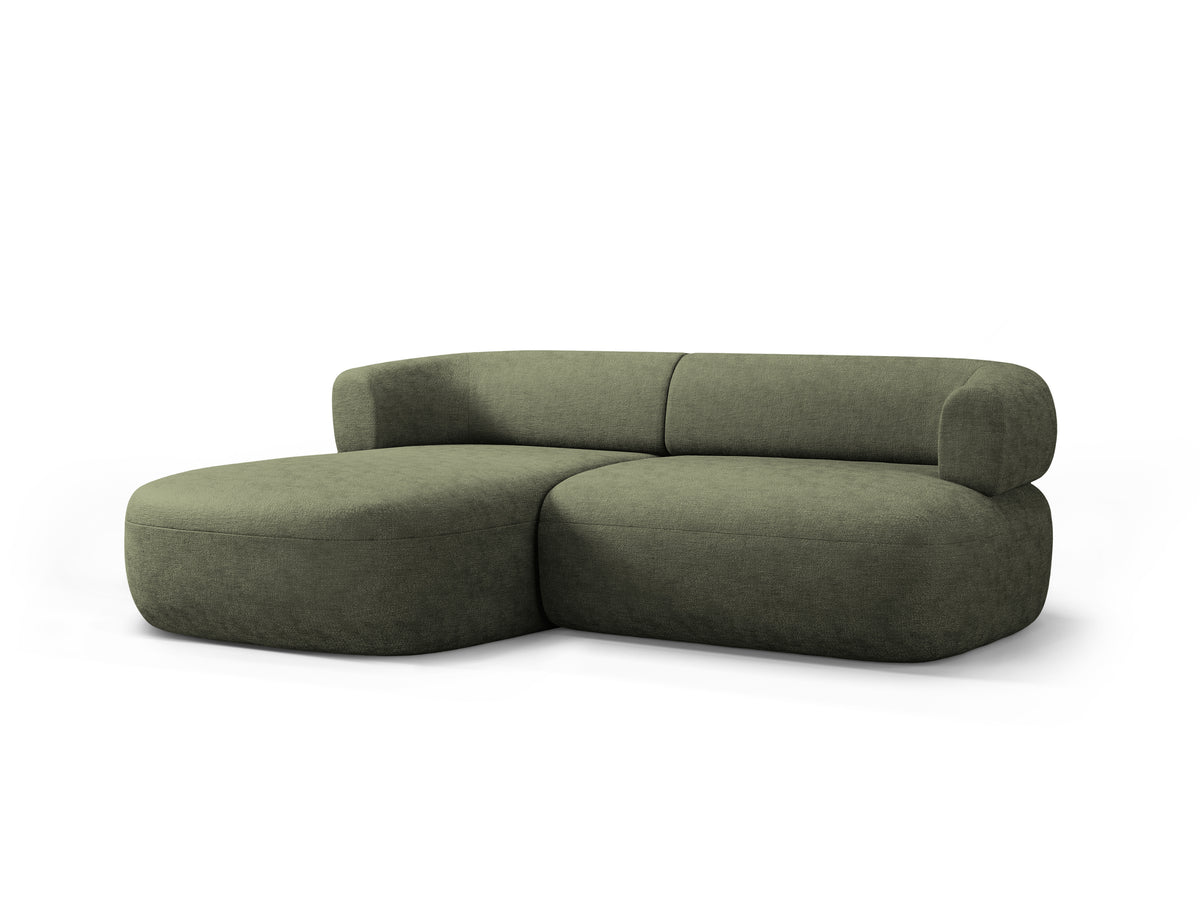 Left-facing 2-seater corner sofa ALDRIN in green chenille