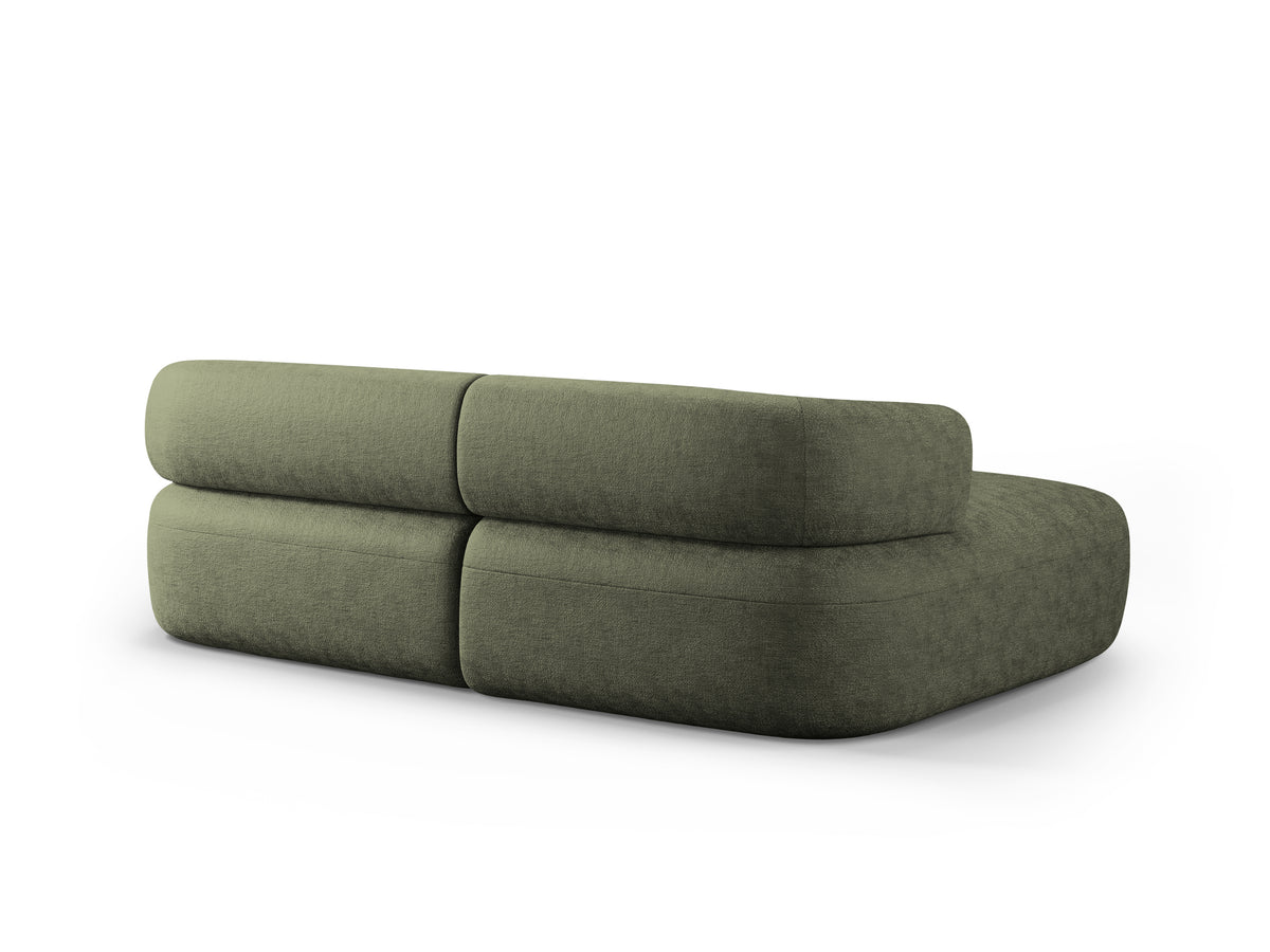 Left-facing 2-seater corner sofa ALDRIN in green chenille