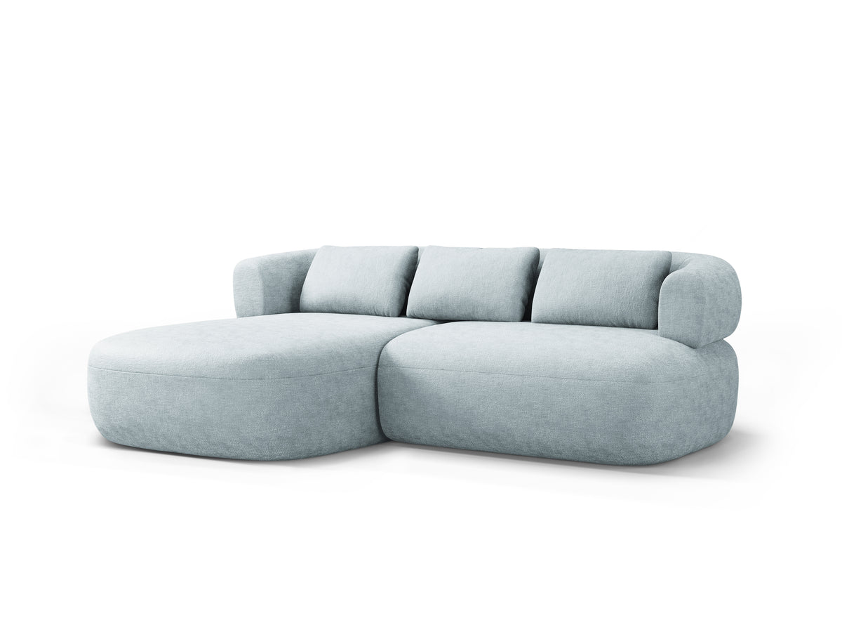 Left-facing 2-seater corner sofa ALDRIN in blue chenille
