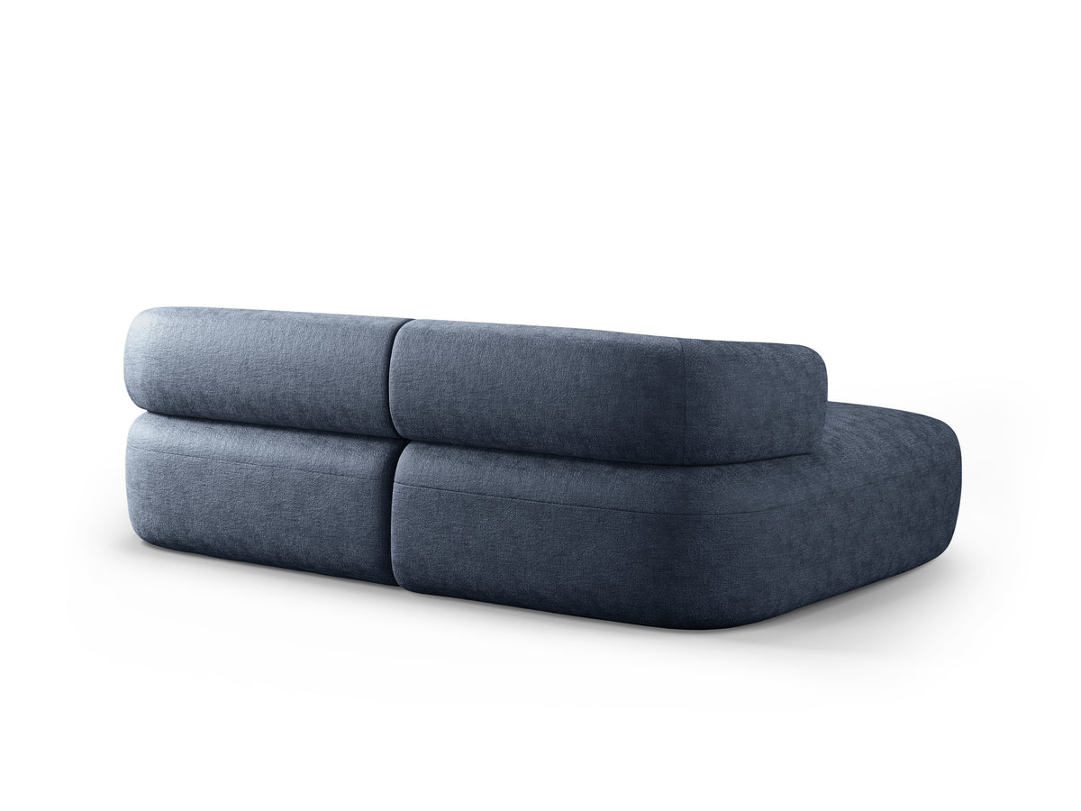 Left-facing 2-seater corner sofa ALDRIN in navy blue chenille